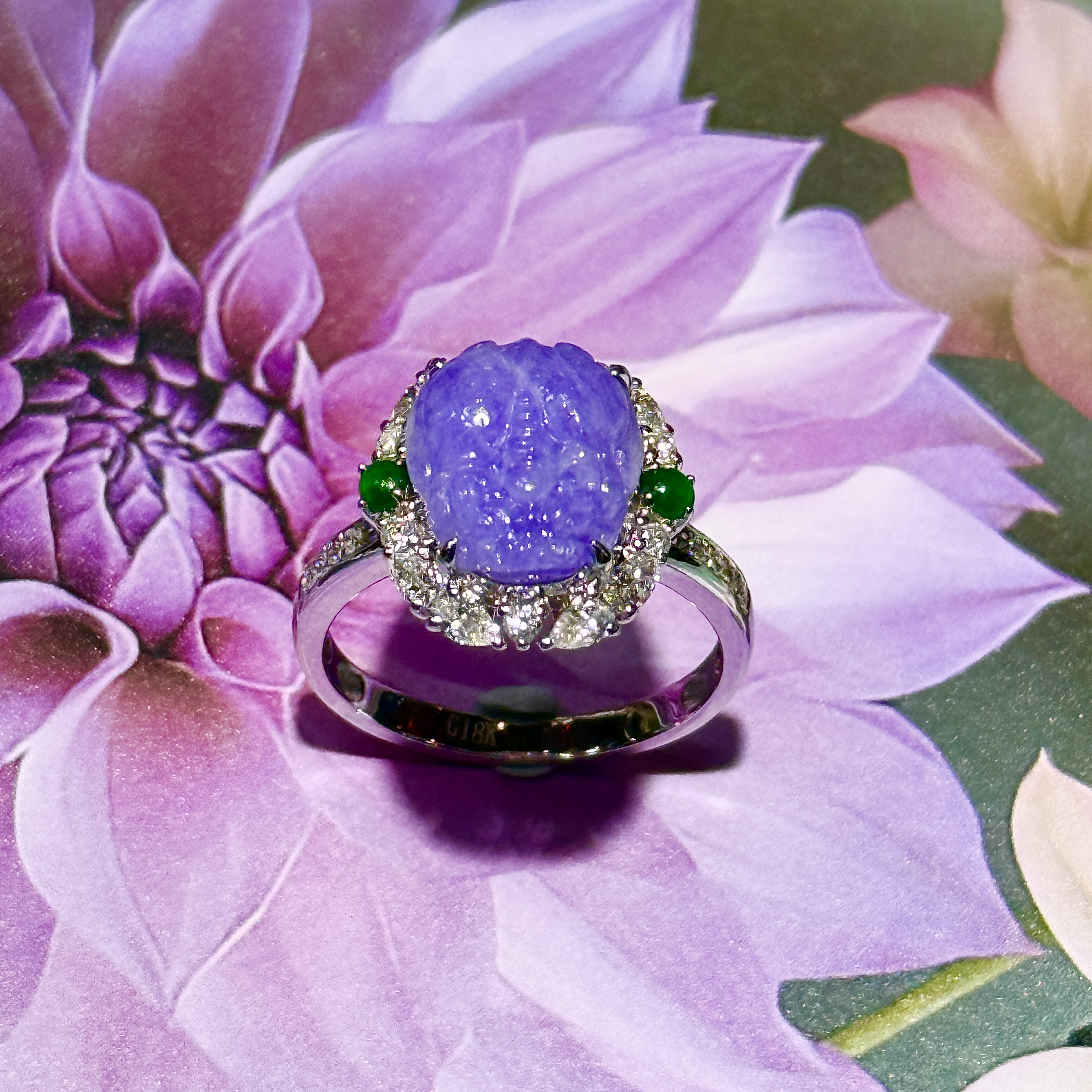 18k White Gold Pixiu Jade Ring (PJA00966)