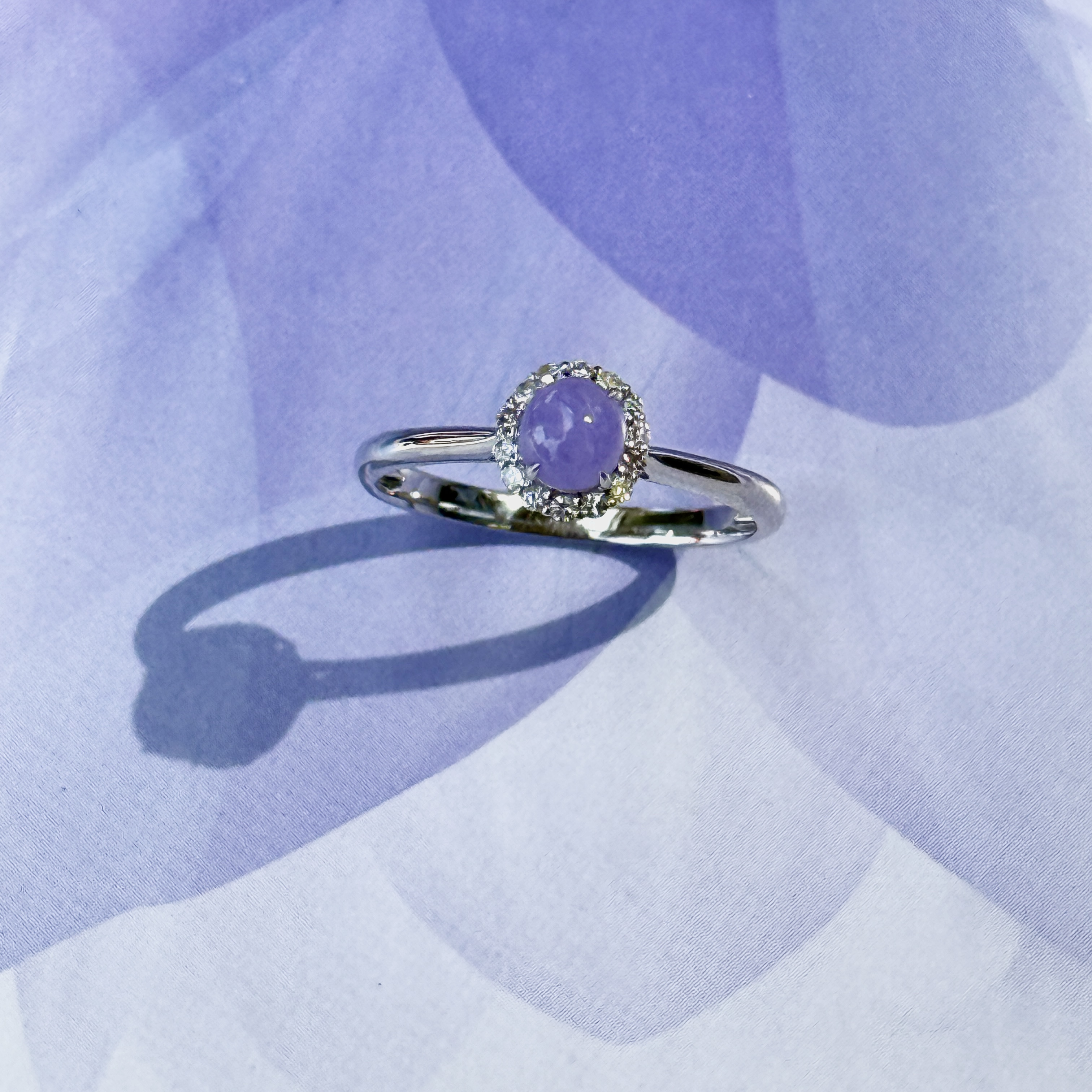 18K White Gold Lavender Jade Ring (PJA00514)
