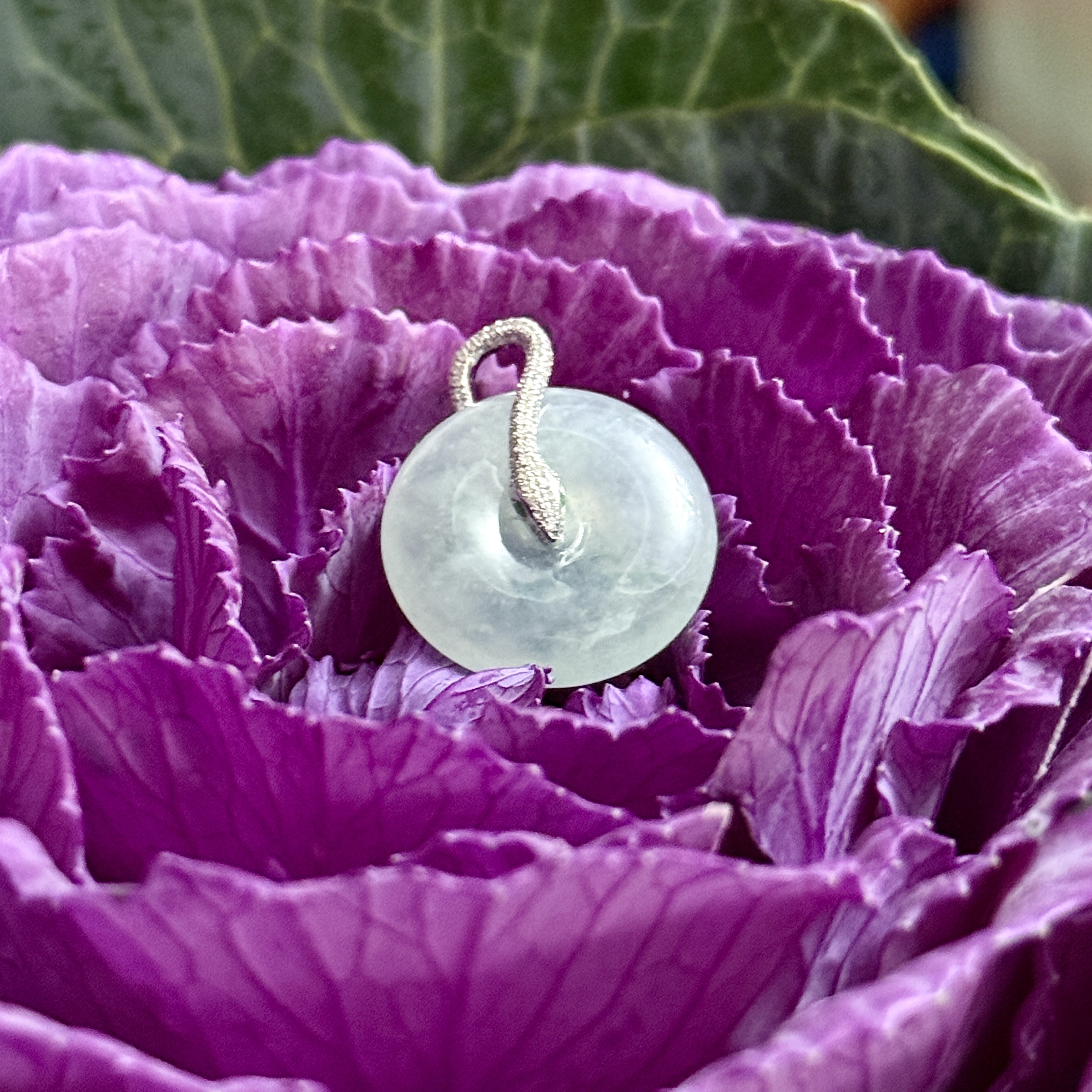 18k White Gold Safety Coin Pendant (PJA00569)