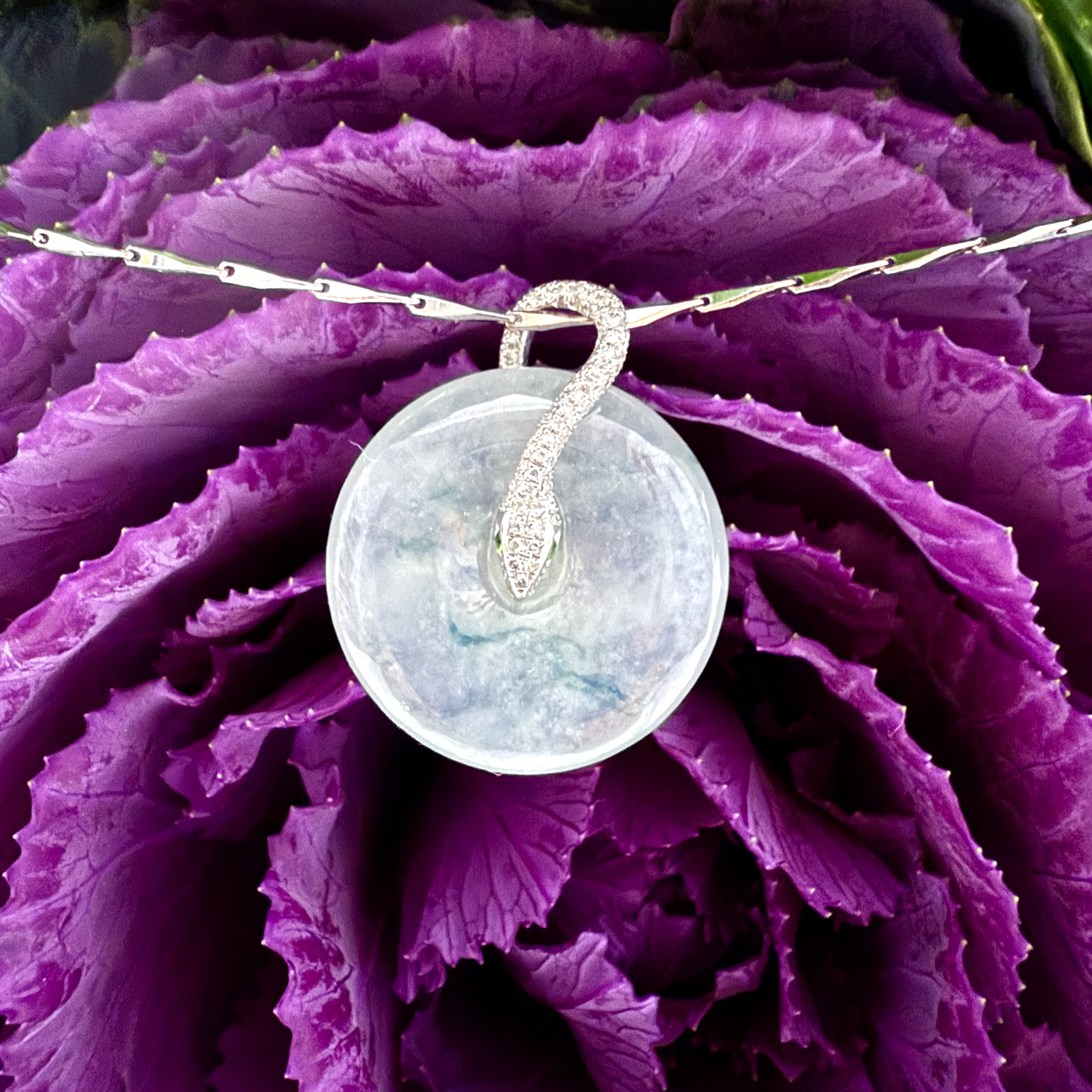 18k White Gold Safety Coin Pendant (PJA00569)