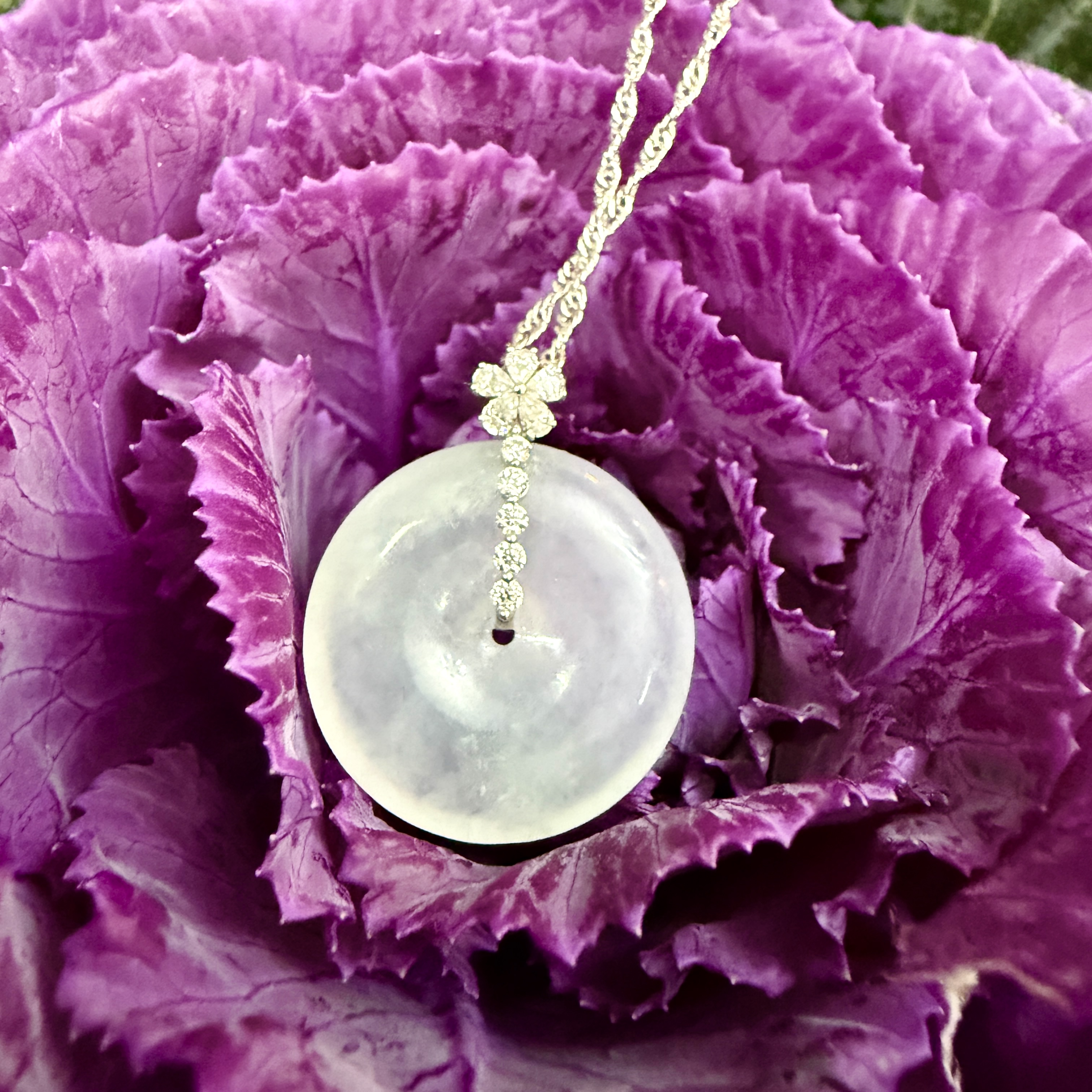 18k White Gold Safety Coin Pendant (PJA01031)