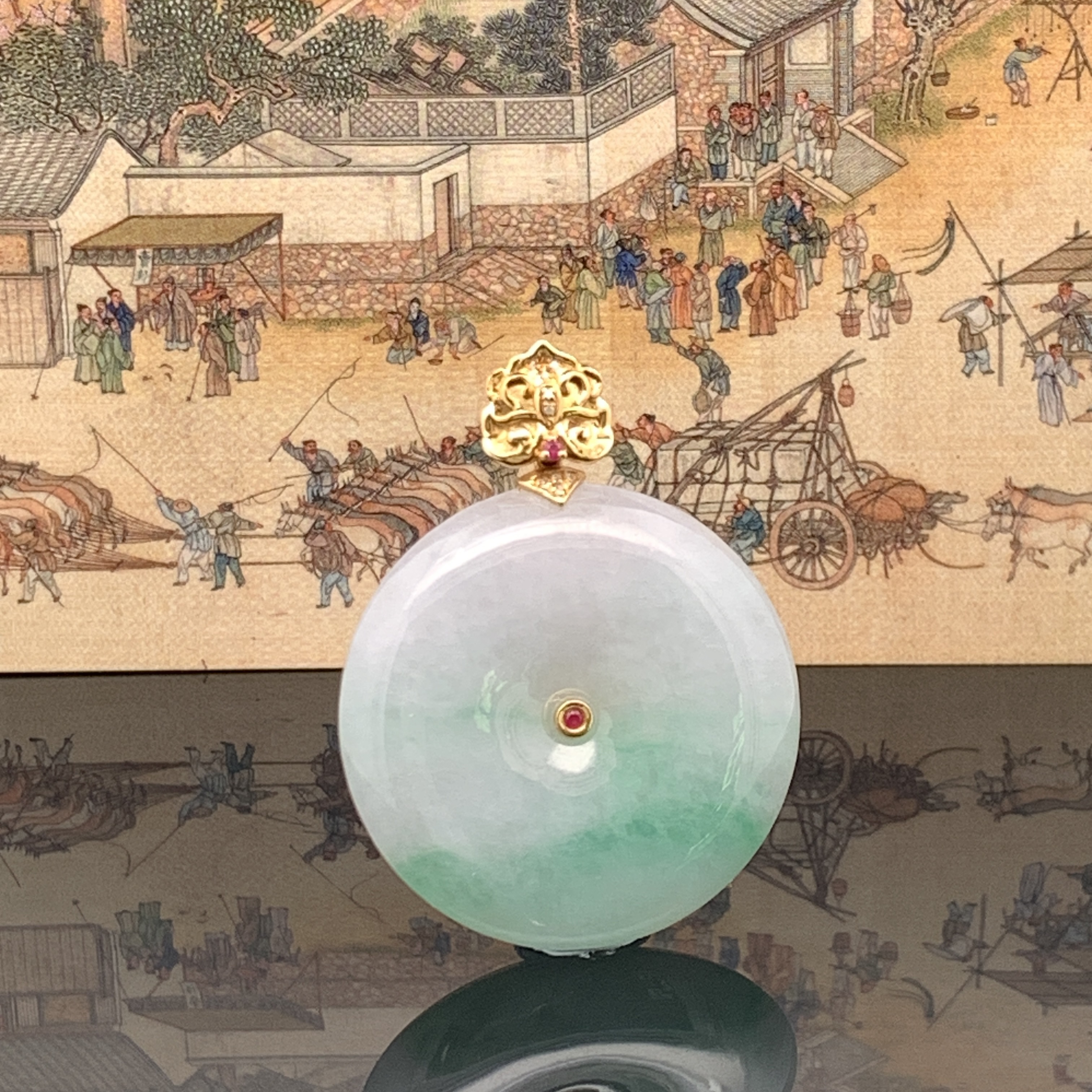 Lavender Green Jade Pendant 春带彩 (PJA00811)