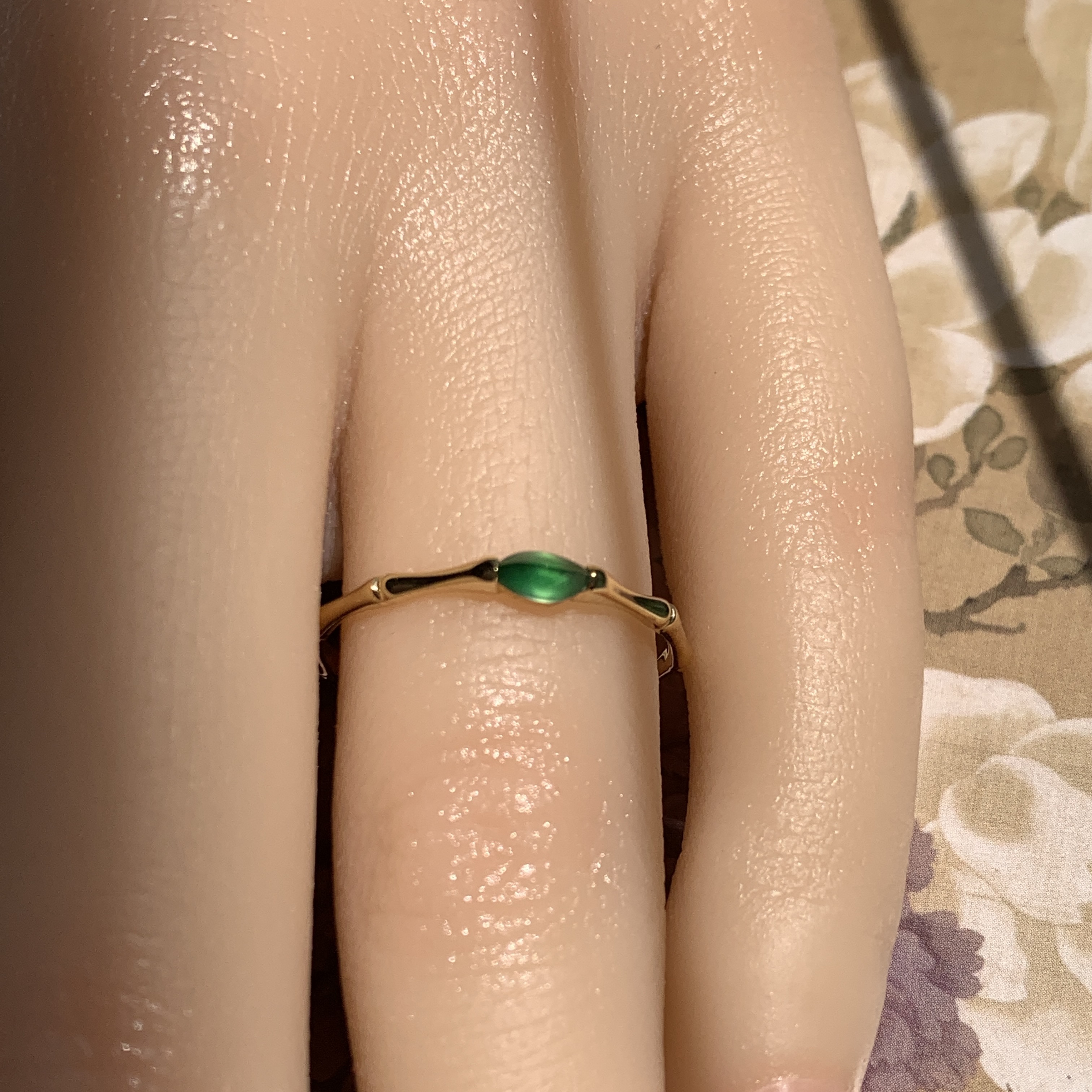 18K Yellow Gold Green Jade Ring (PJA00355A)