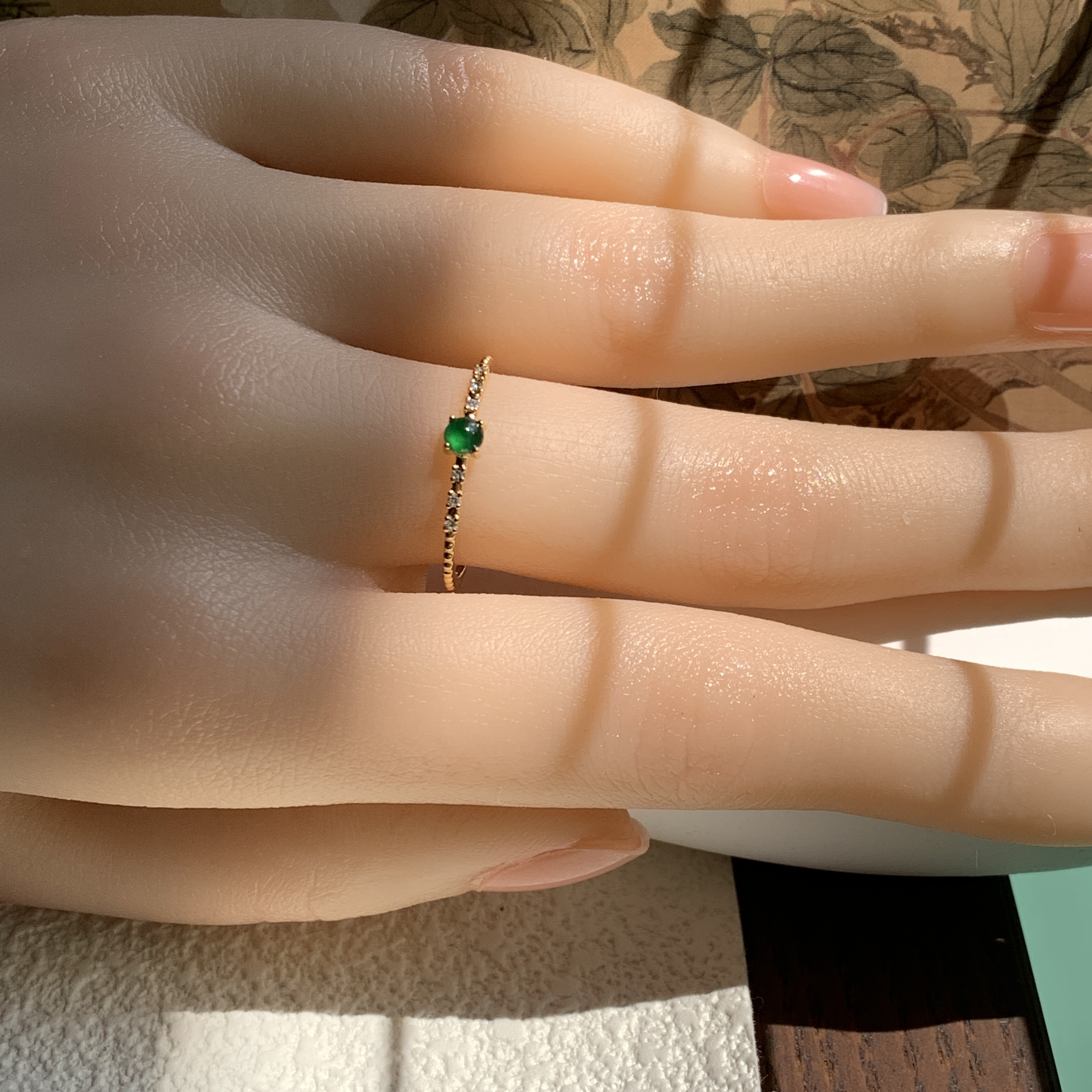 18K Yellow Gold Green Jade Ring (PJA00657D)