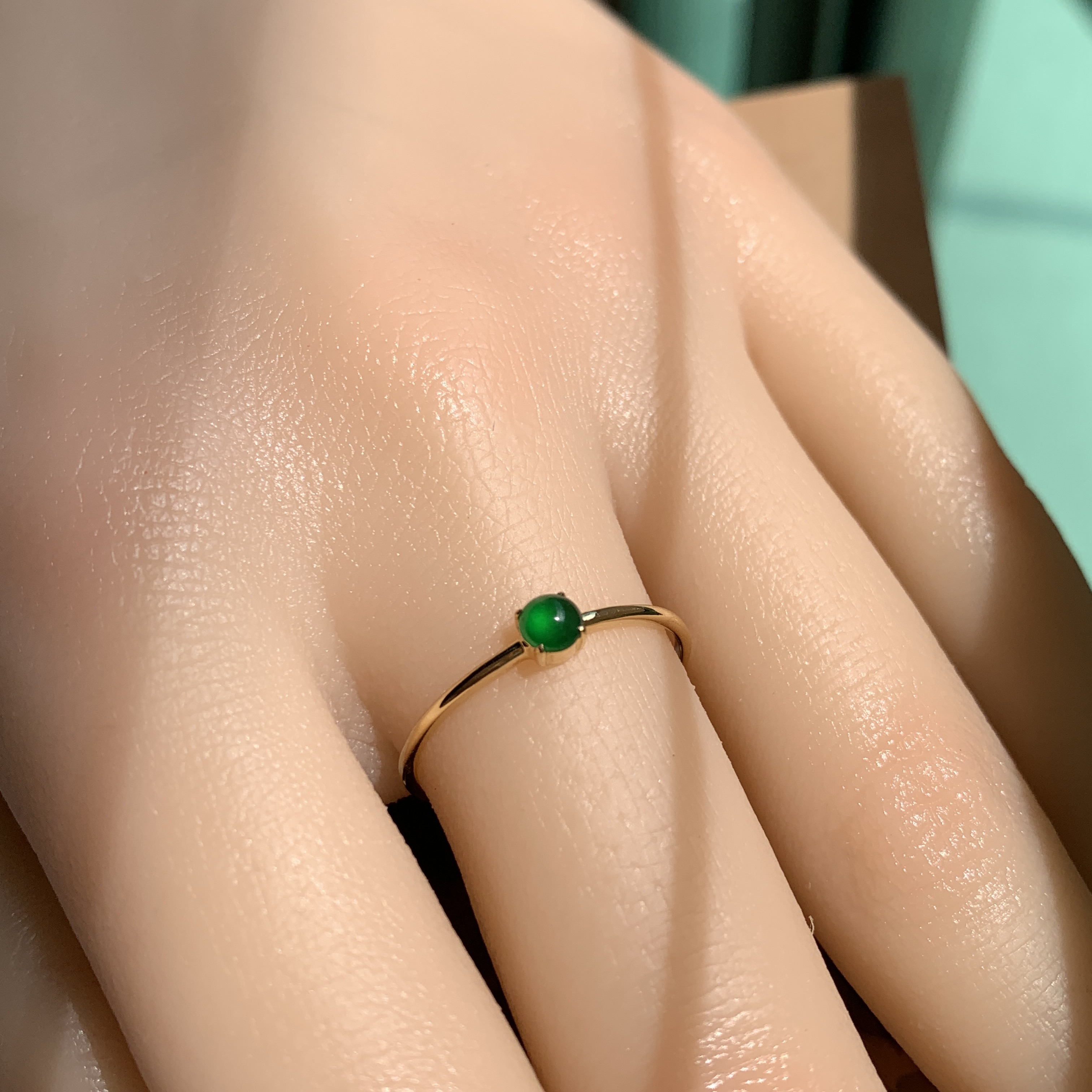 18K Yellow Gold Green Jade Ring (PJA00657C)