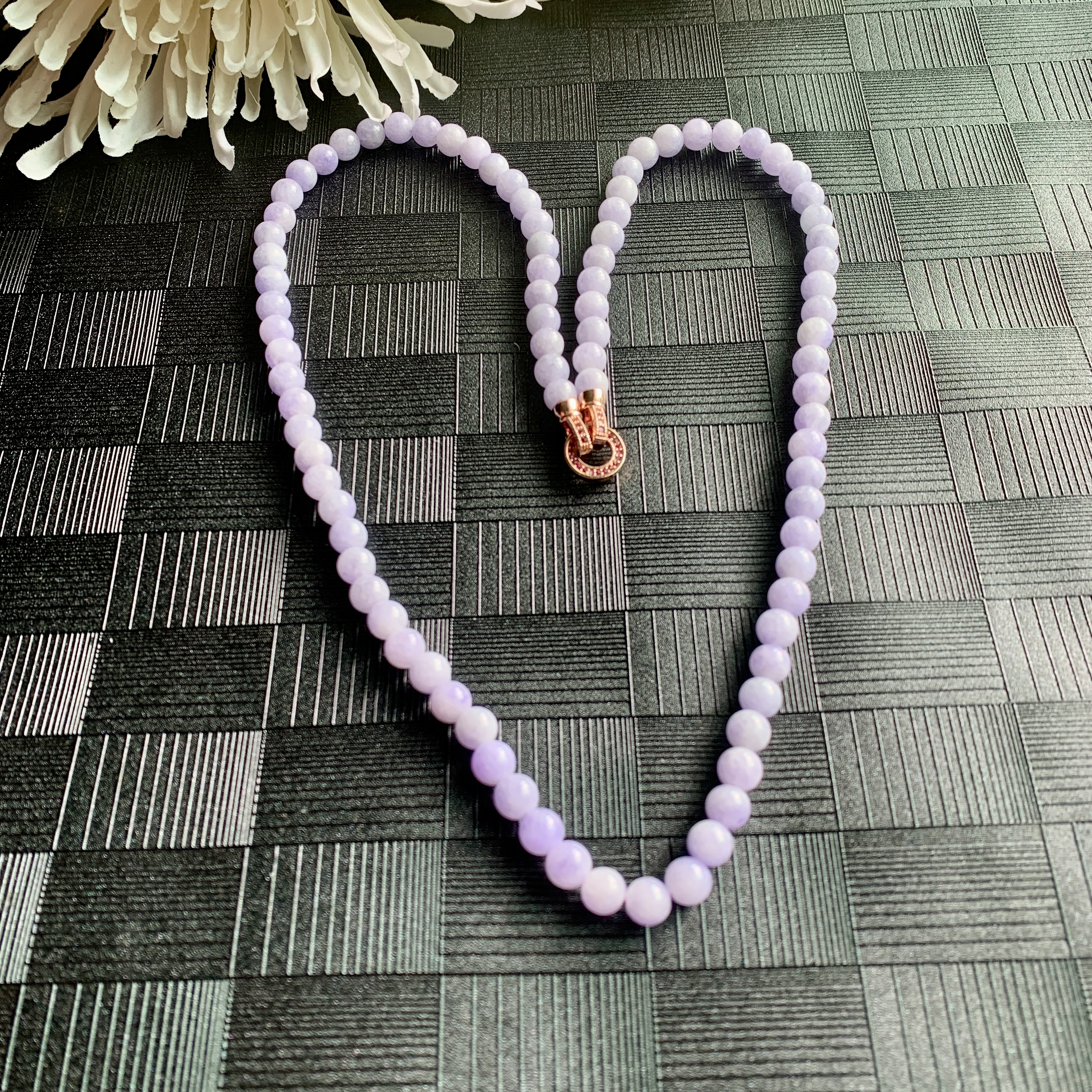 Lavender Jade Necklace and Bracelet (PJA01019)