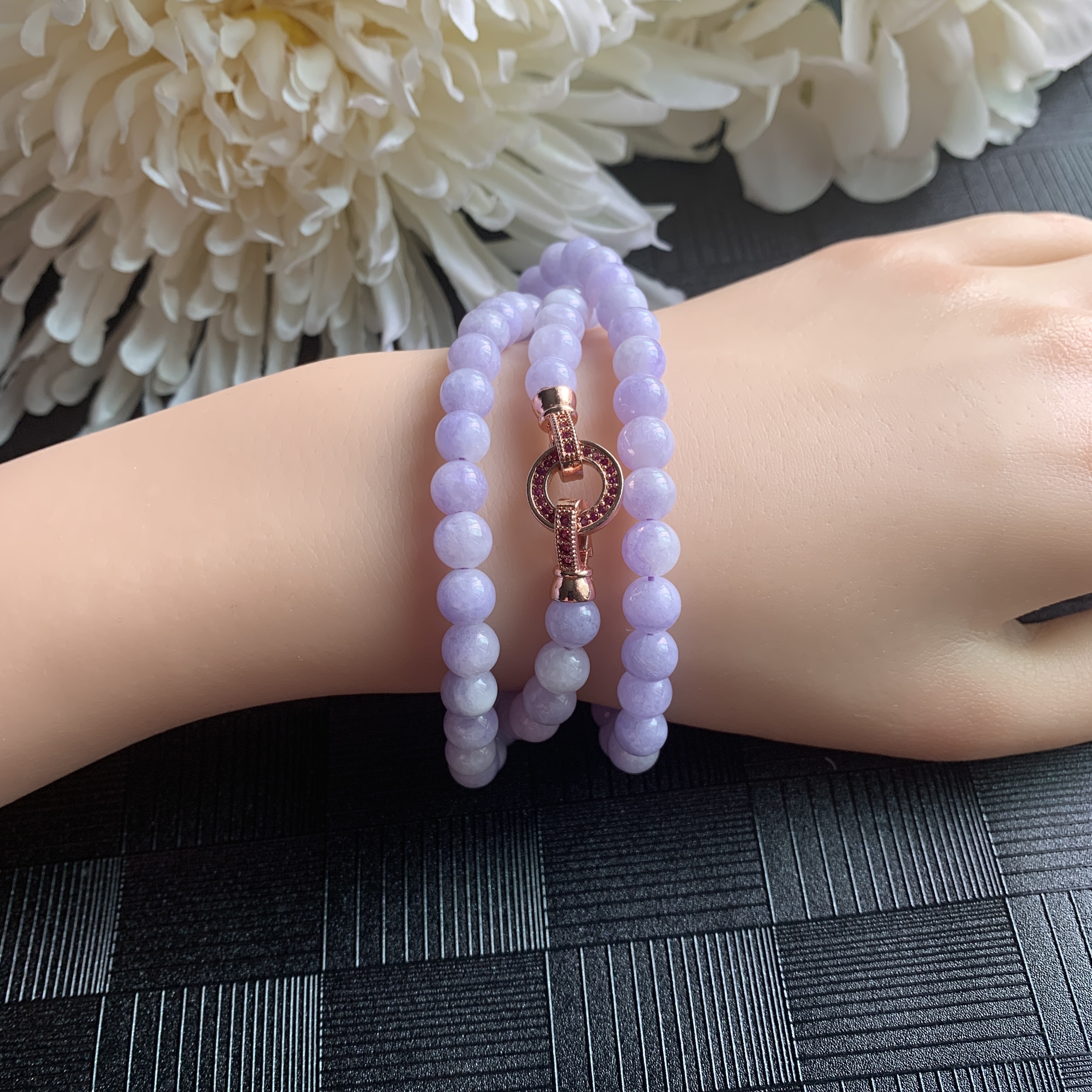 Lavender Jade Necklace and Bracelet (PJA01019)