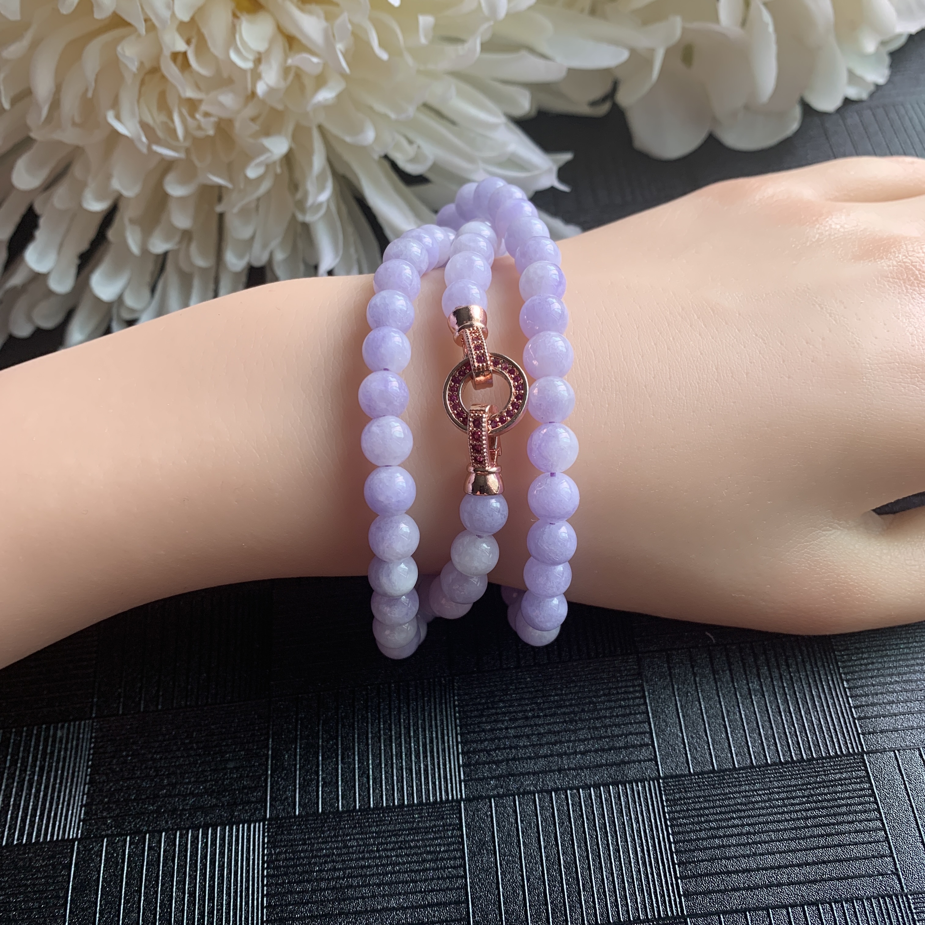 Lavender Jade Necklace and Bracelet (PJA01019)