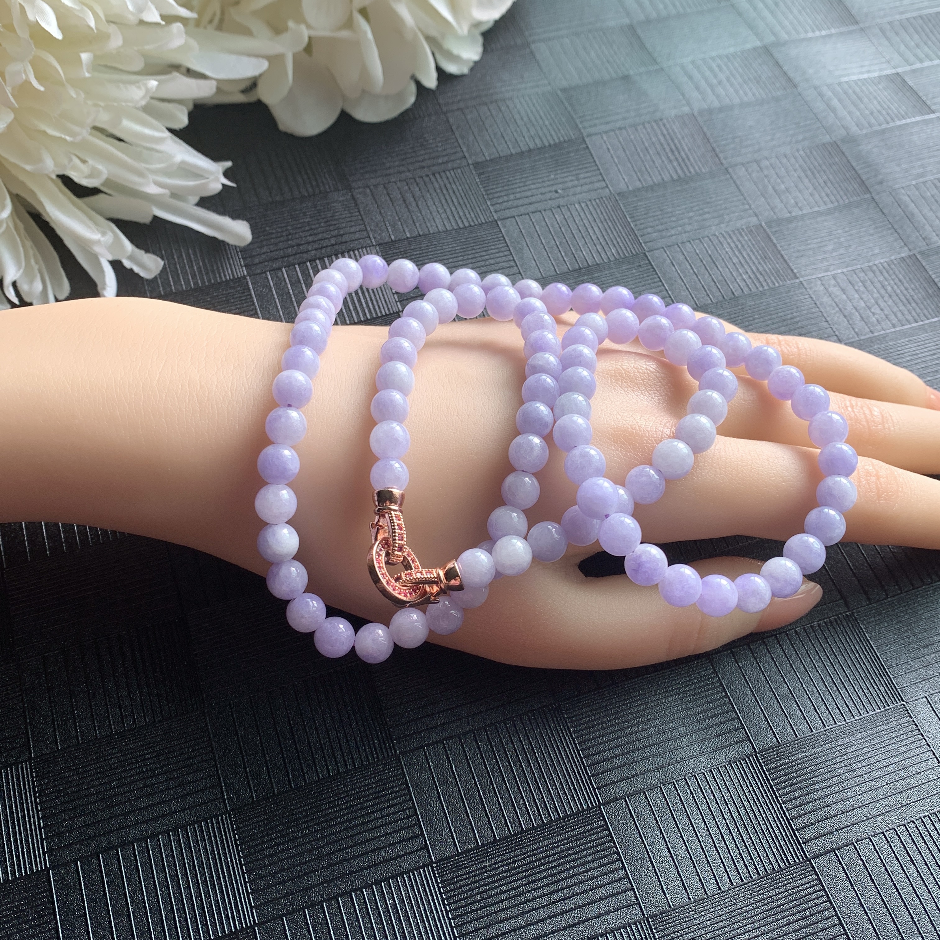 Lavender Jade Necklace and Bracelet (PJA01019)