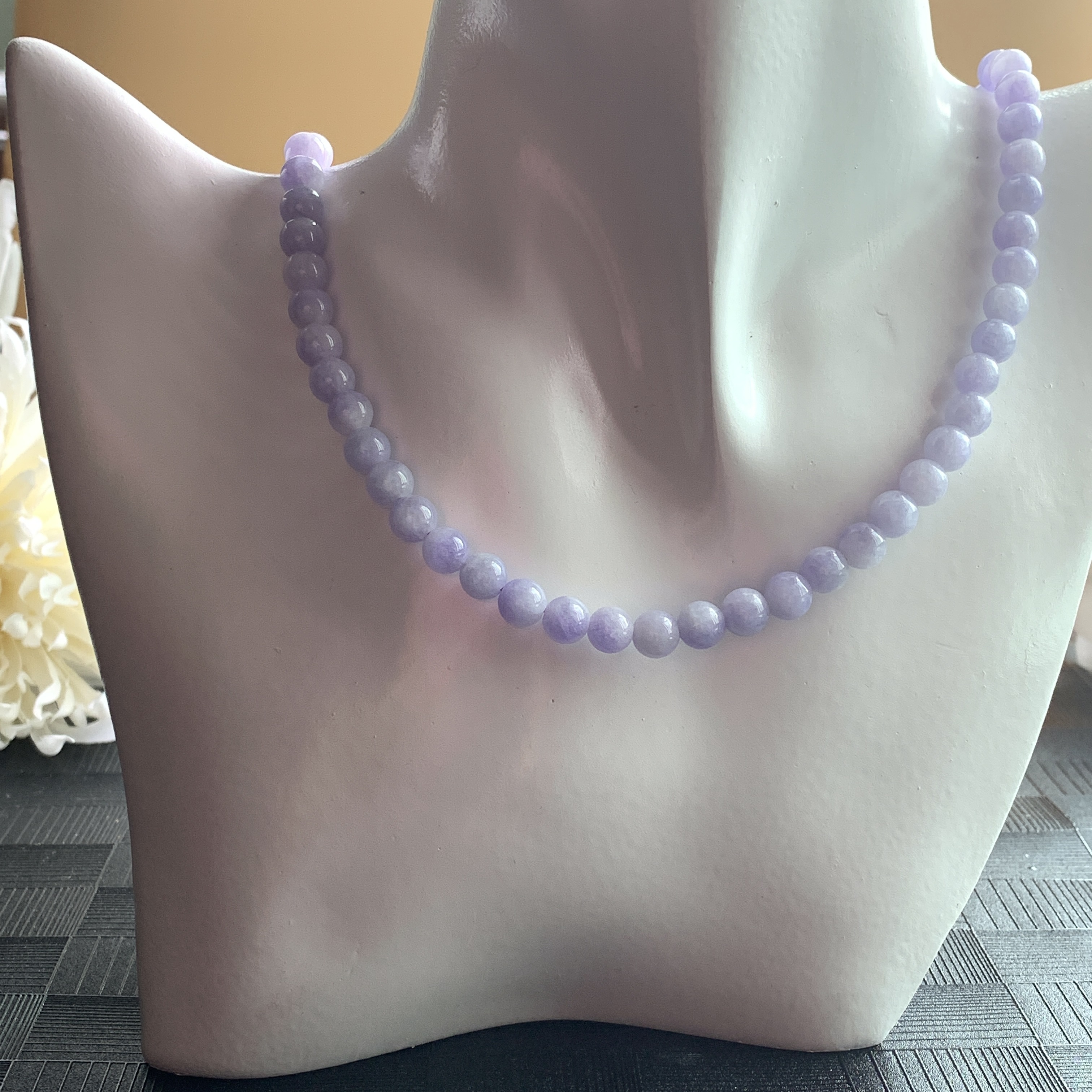 Lavender Jade Necklace and Bracelet (PJA01019)