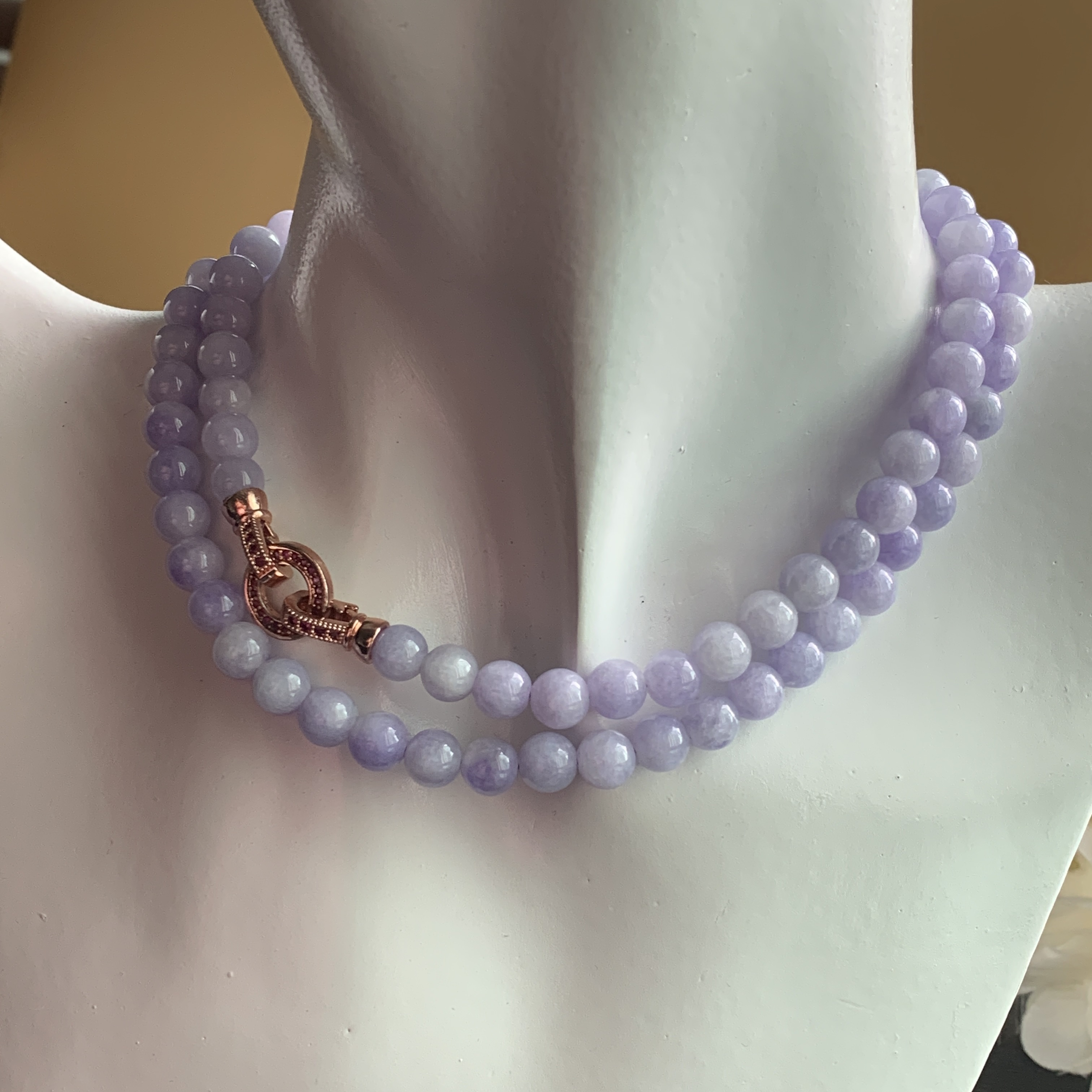 Lavender Jade Necklace and Bracelet (PJA01019)