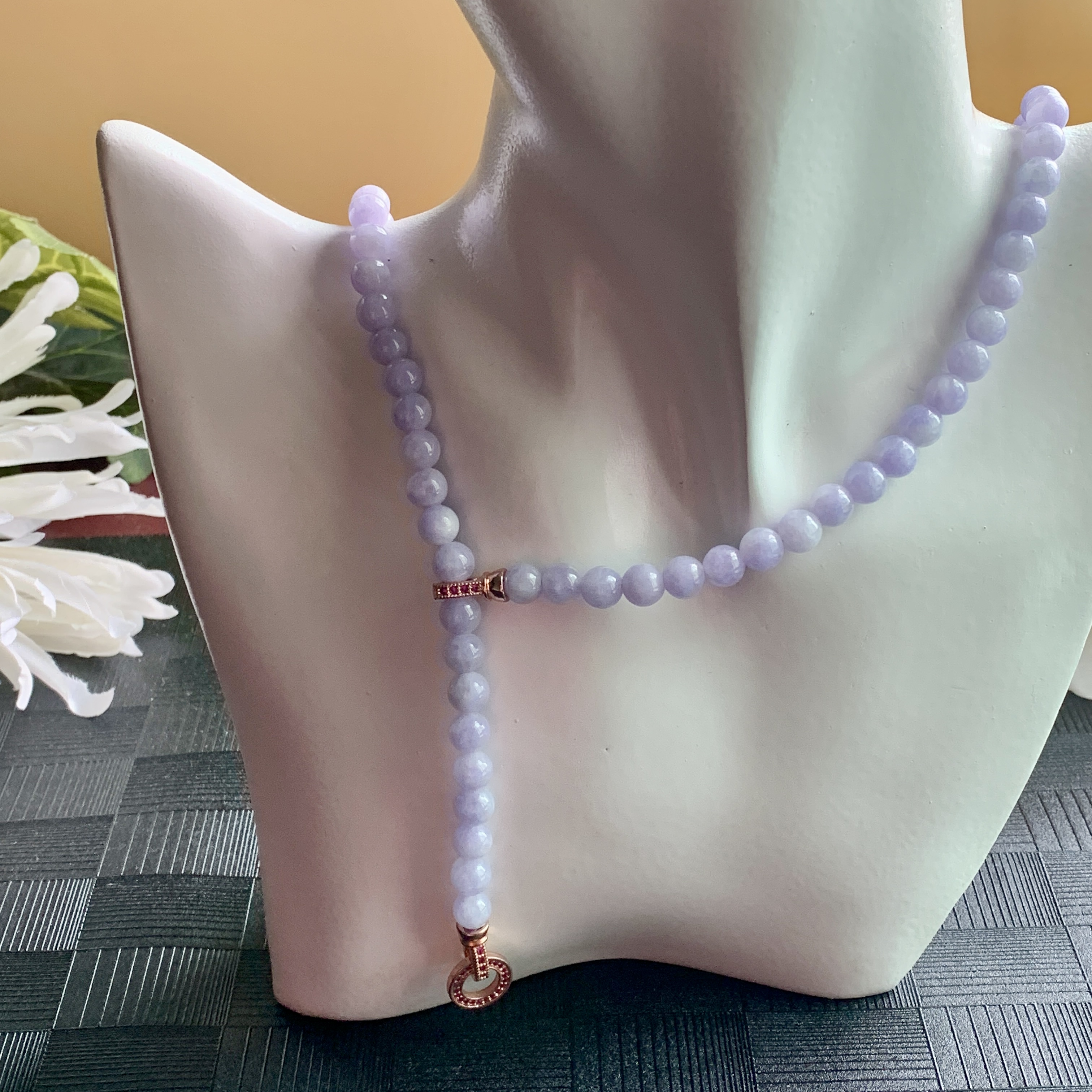 Lavender Jade Necklace and Bracelet (PJA01019)