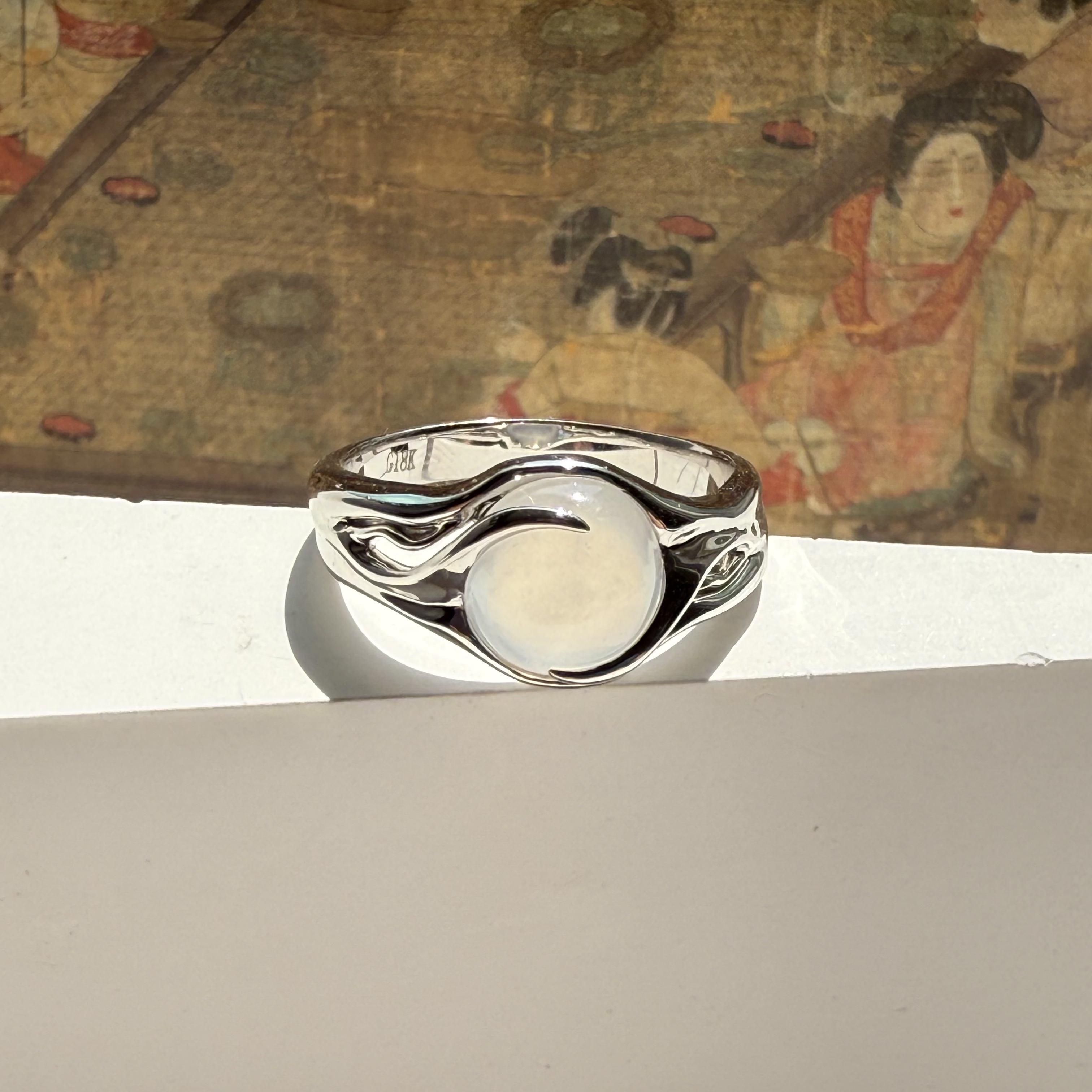 18K White Gold Pale Lavender Jade Ring (PJA00654)