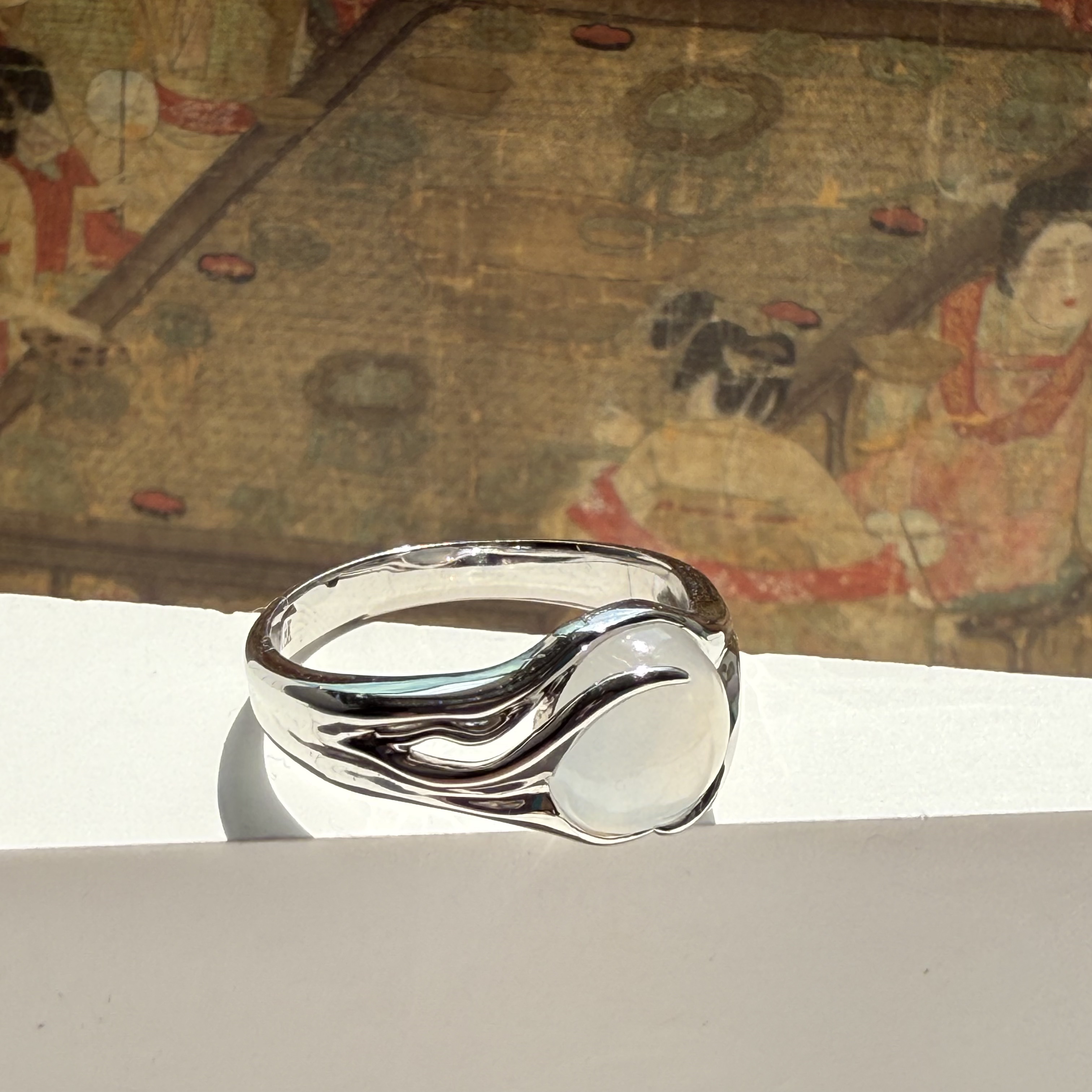 18K White Gold Pale Lavender Jade Ring (PJA00654)