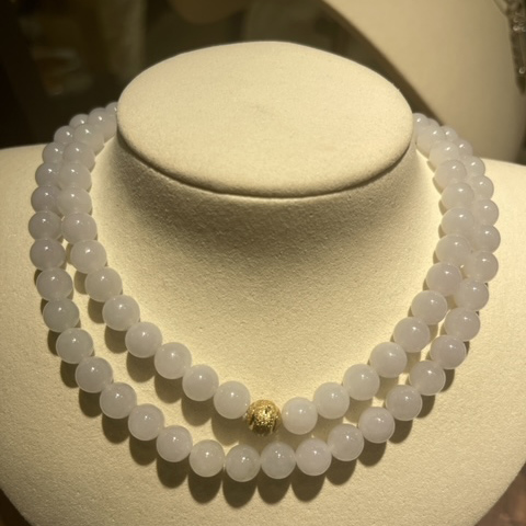 Icy White Jadeite Beads Bracelet or Necklace (PJA00221)