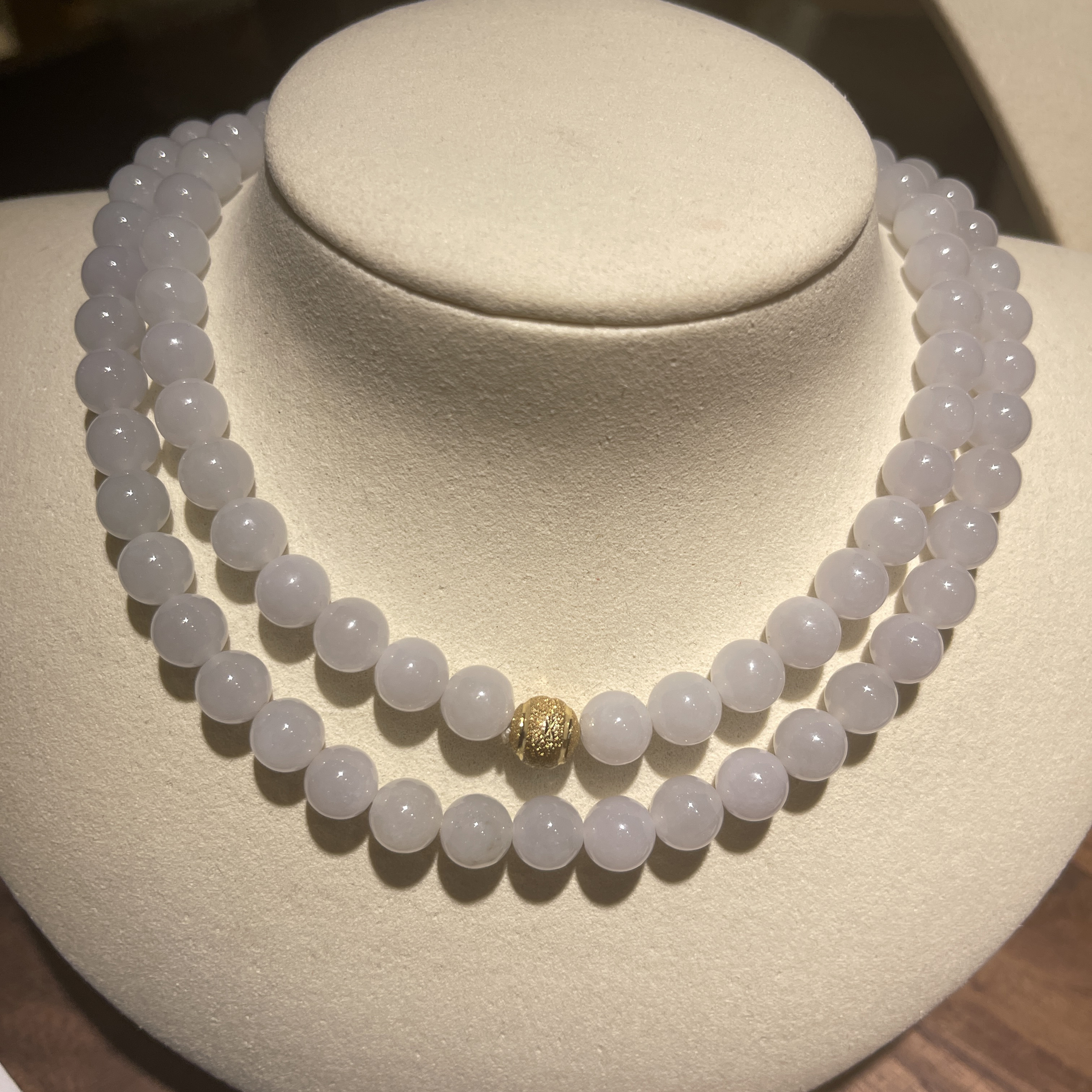 Icy White Jadeite Beads Bracelet or Necklace (PJA00221)