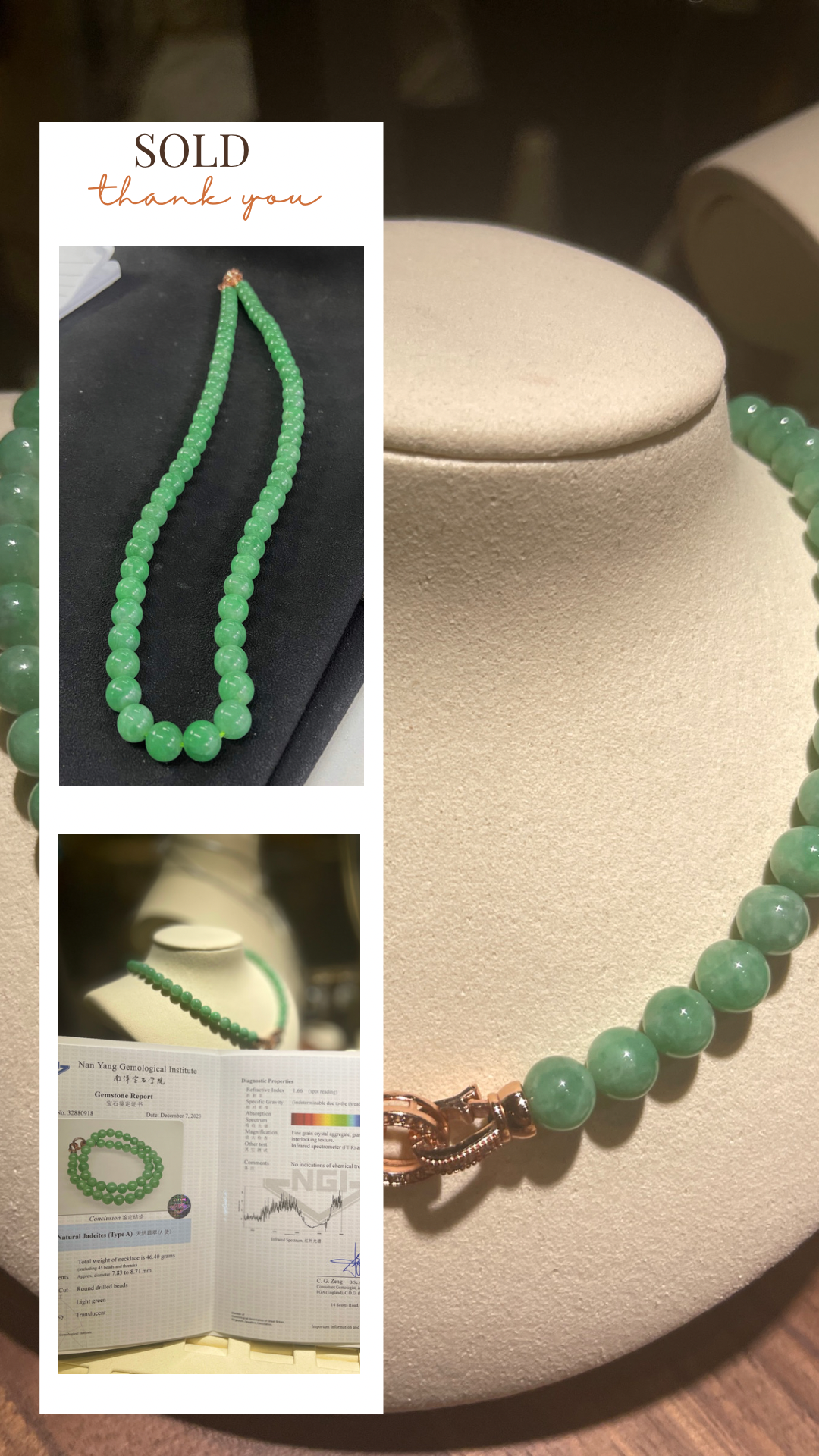 Apple Green Jadeite Beads Bracelet or Necklace (PJA00292)