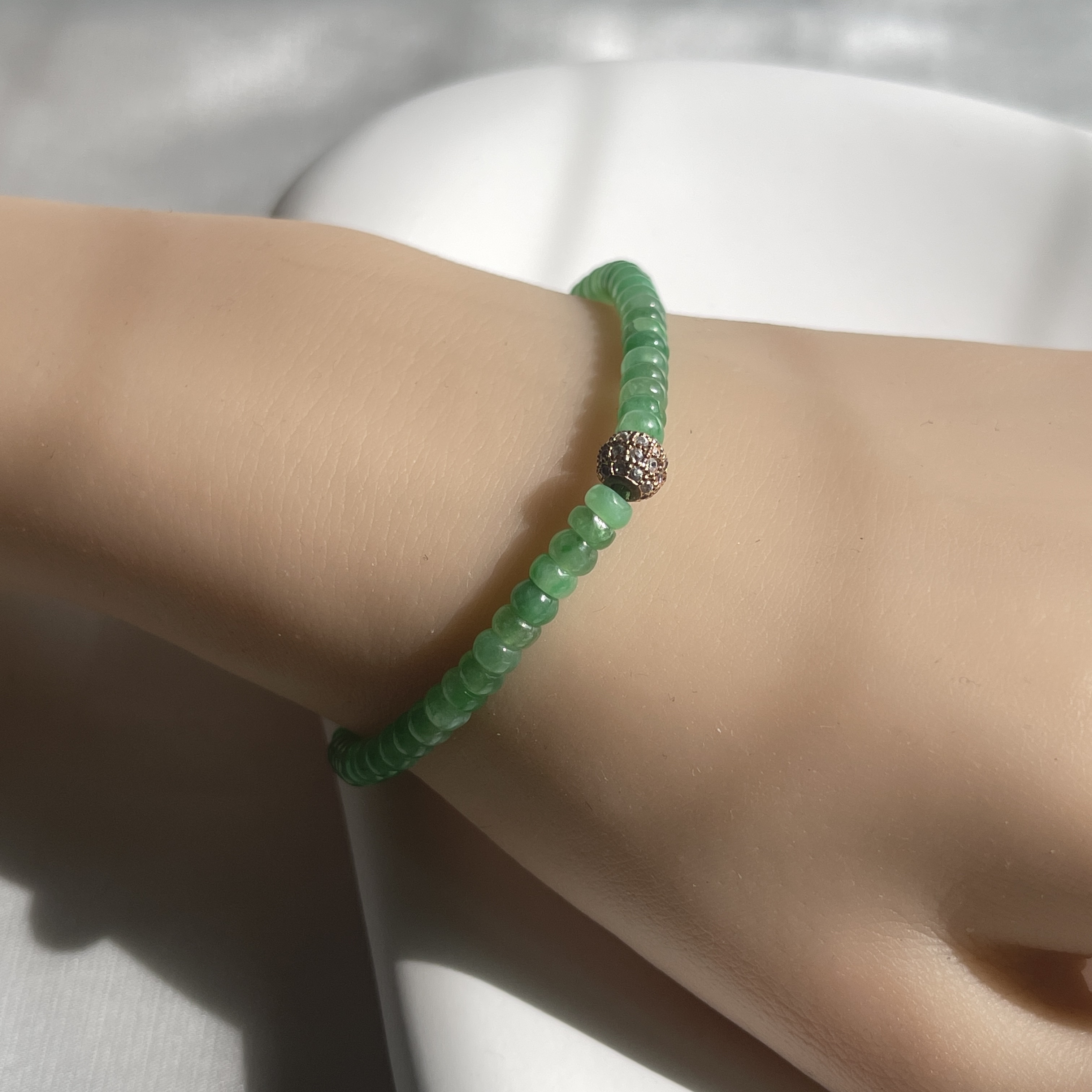 Icy Vibrant Green Mini Abacus Beads Bracelet (PJA00188)