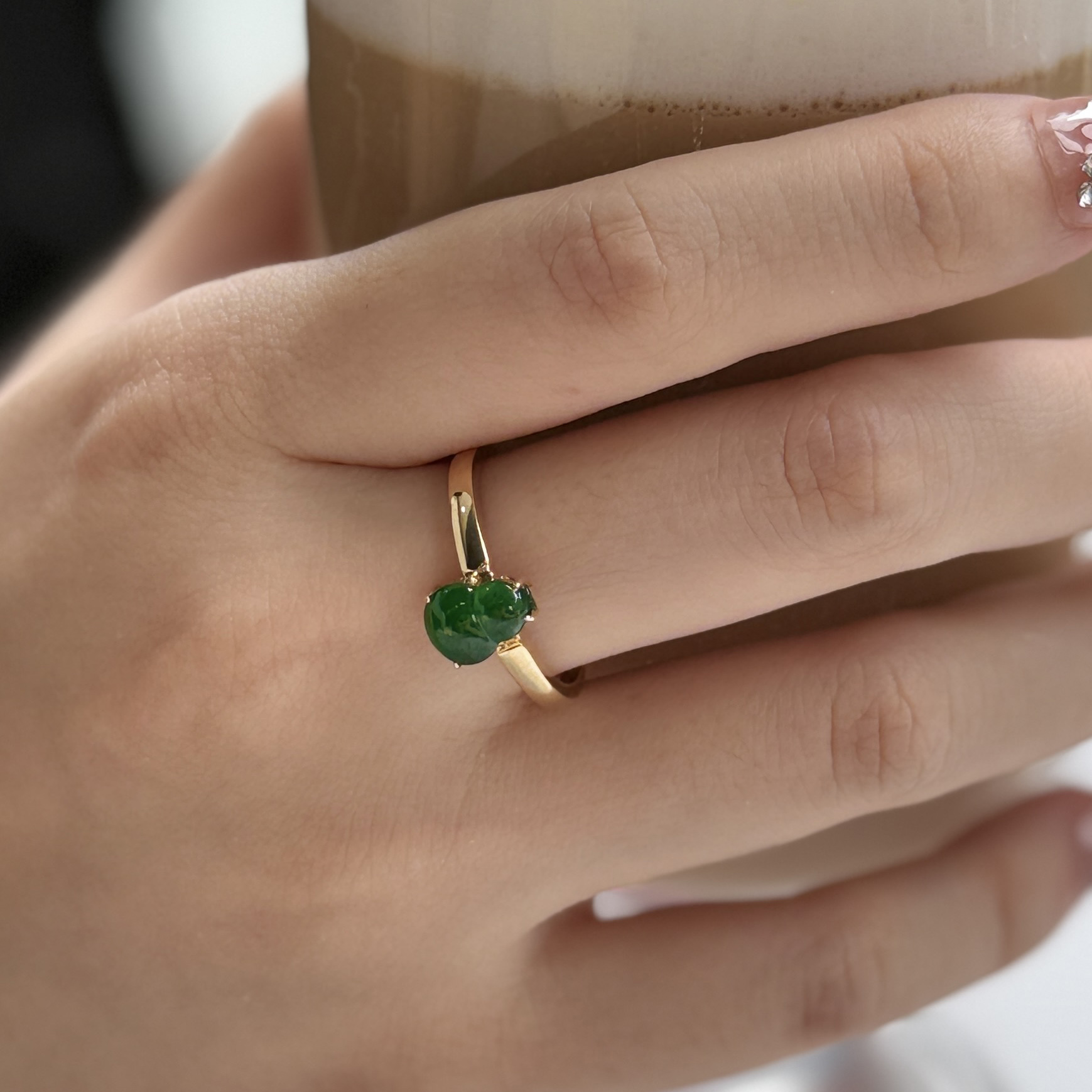 Green Hulu Jade Ring (PJA00696A)
