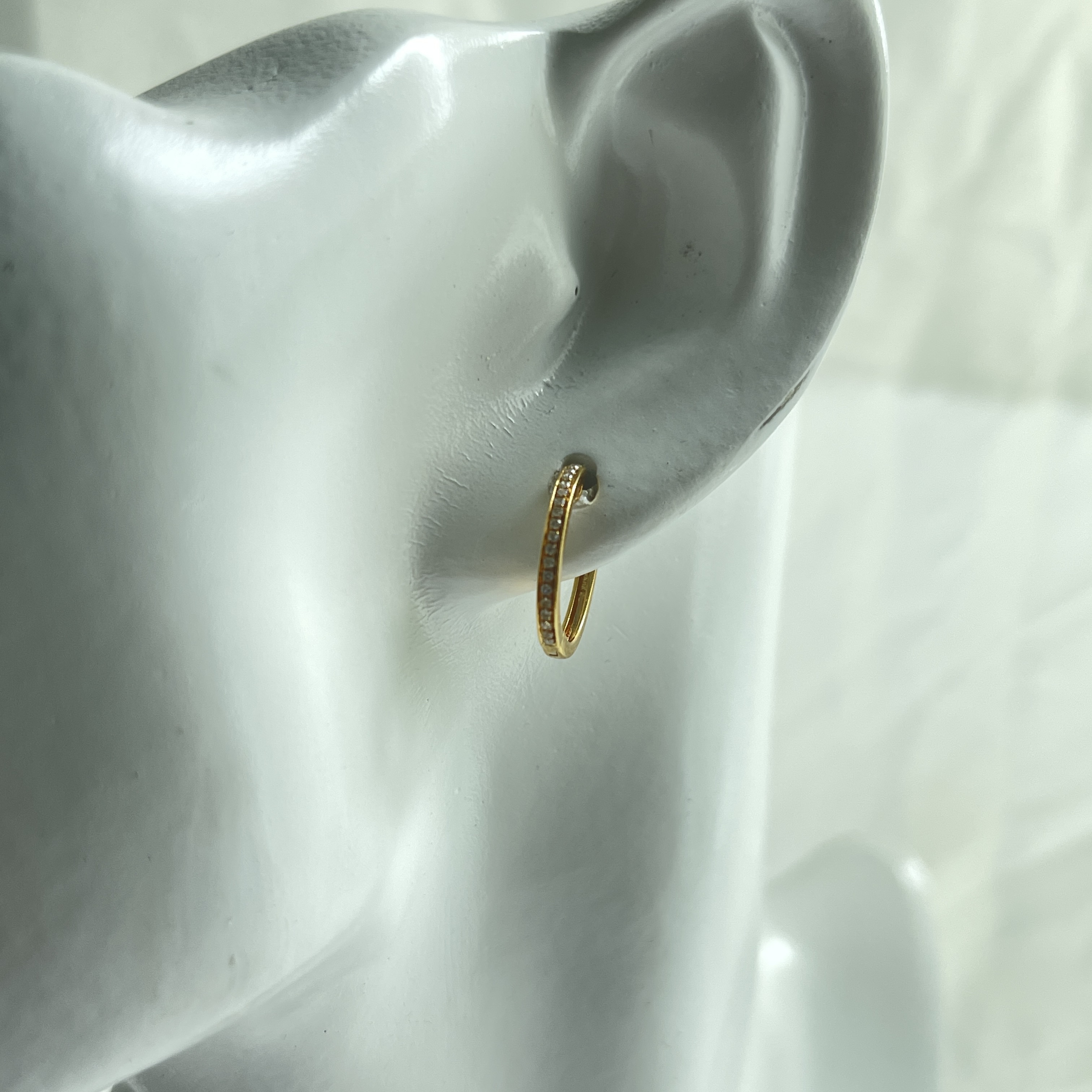 18K Gold Hoops Green Donuts Jadeite Earrings (PJA00149)