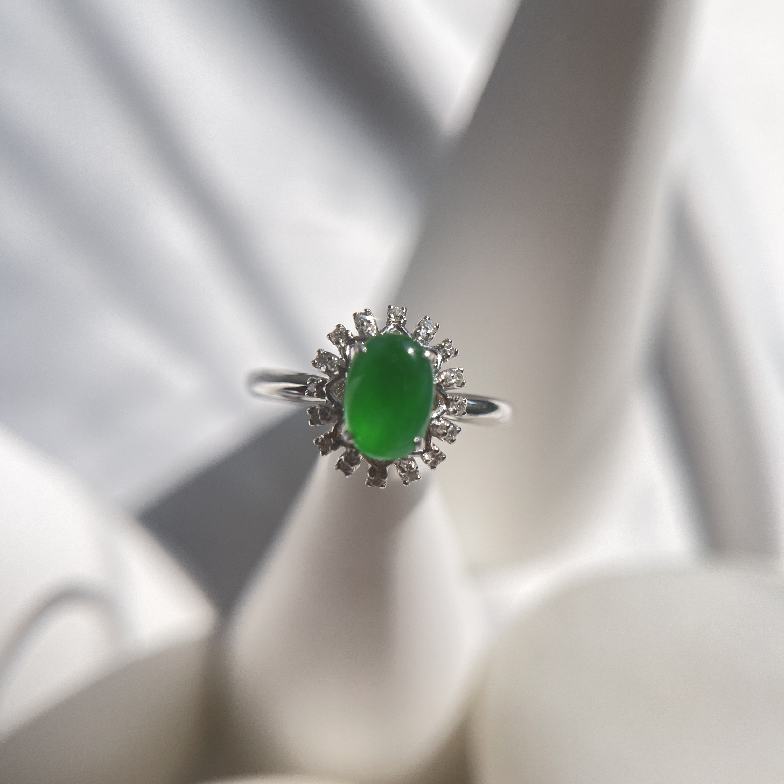 Vivid Green Jadeite Ring (PJA00276)