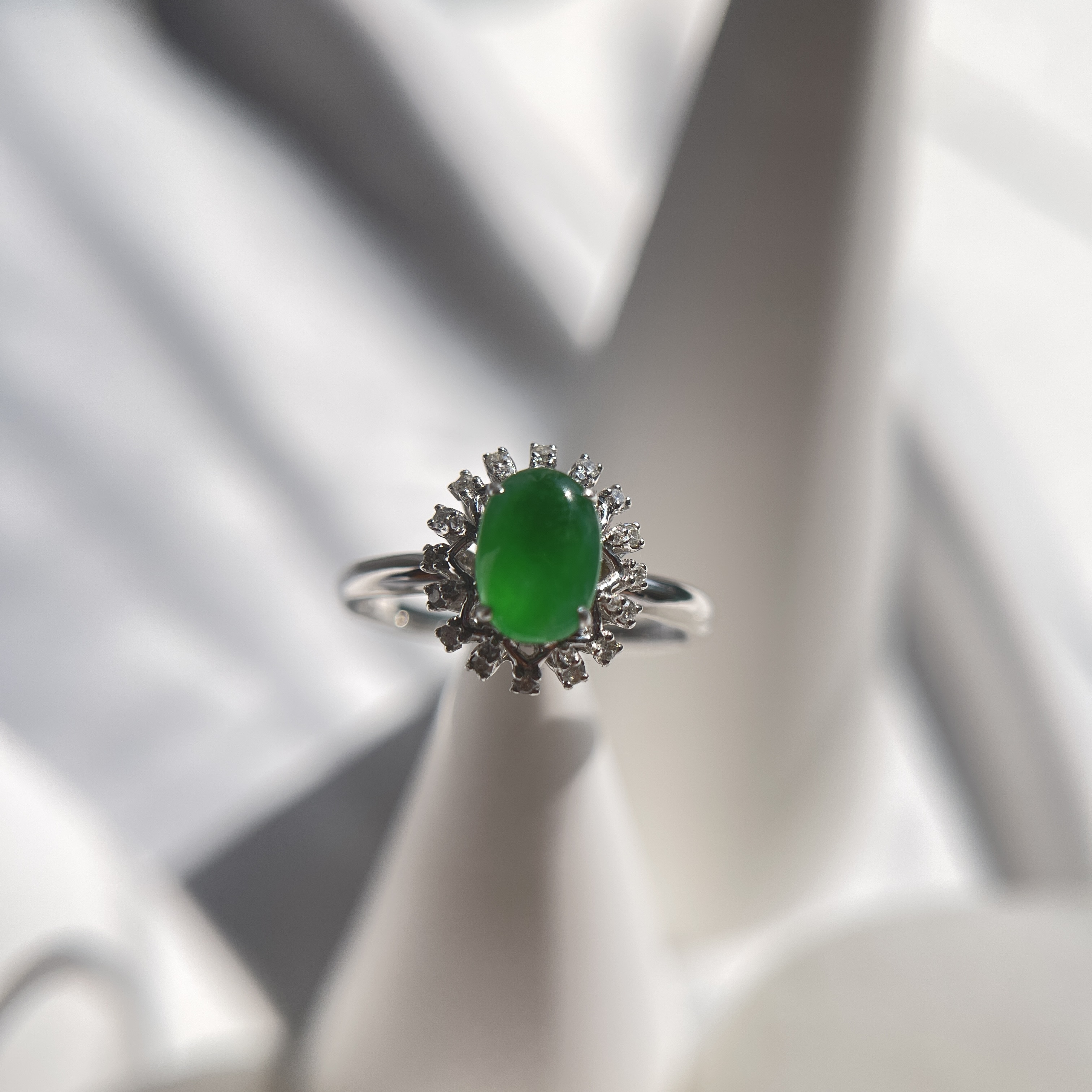 Vivid Green Jadeite Ring (PJA00276)