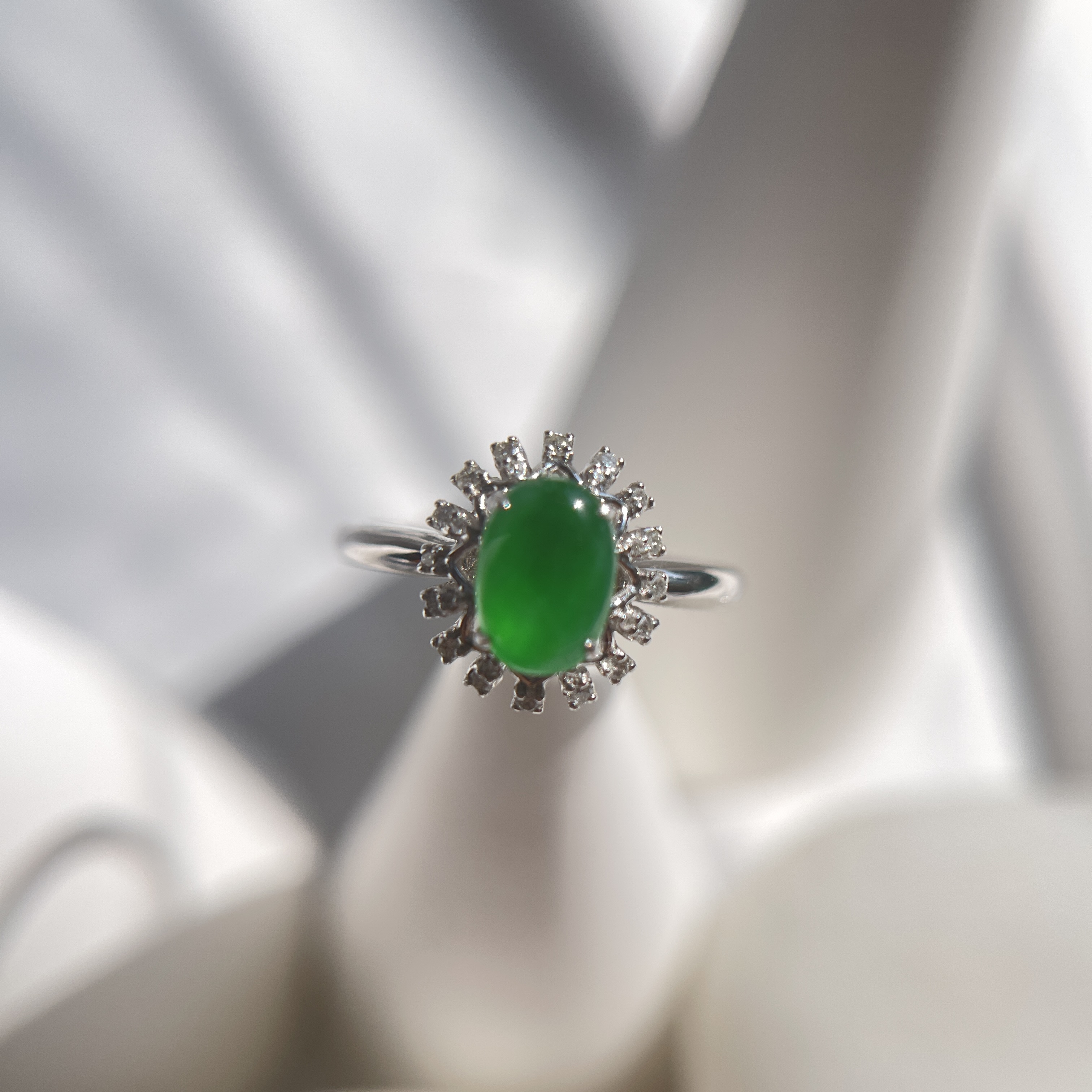 Vivid Green Jadeite Ring (PJA00276)