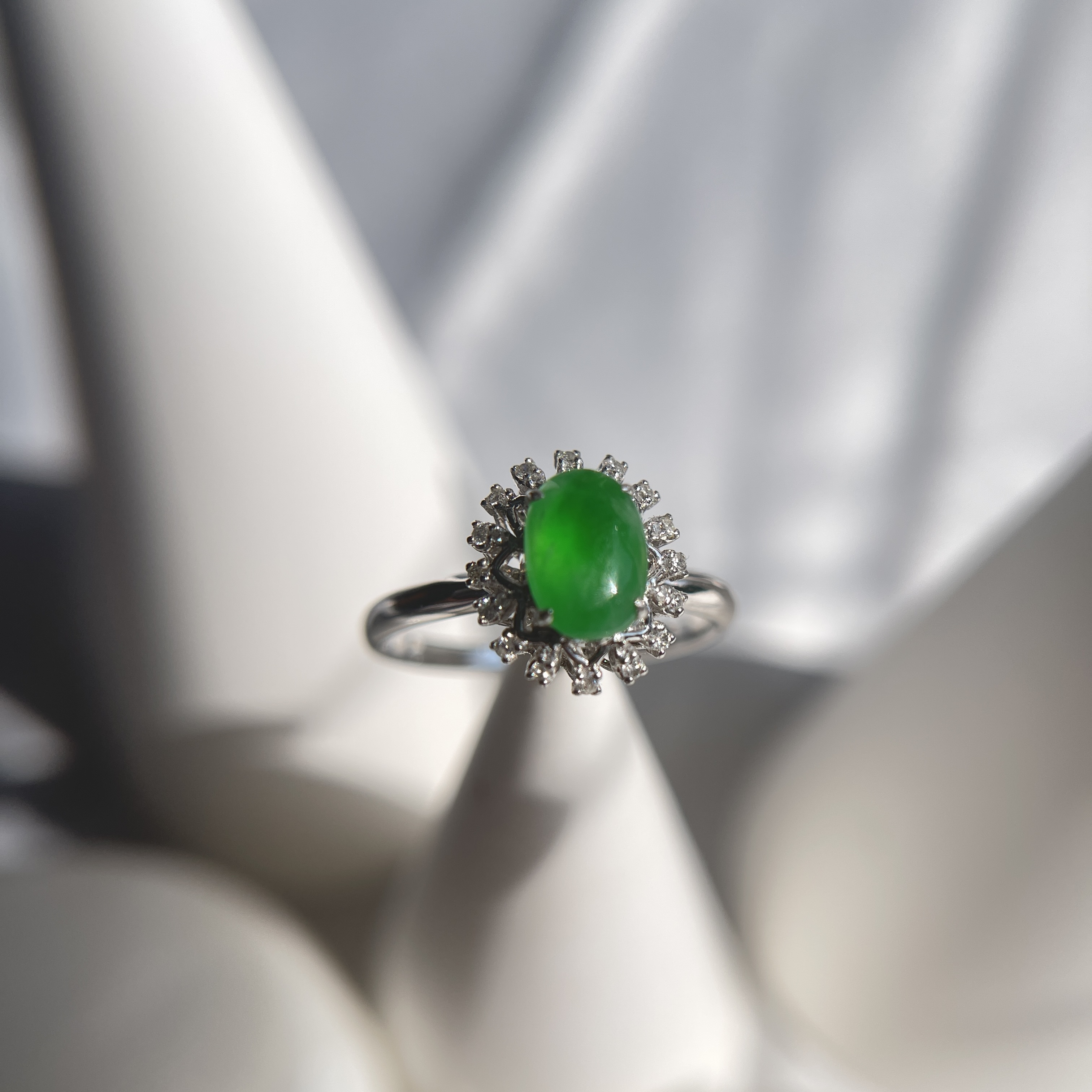 Vivid Green Jadeite Ring (PJA00276)
