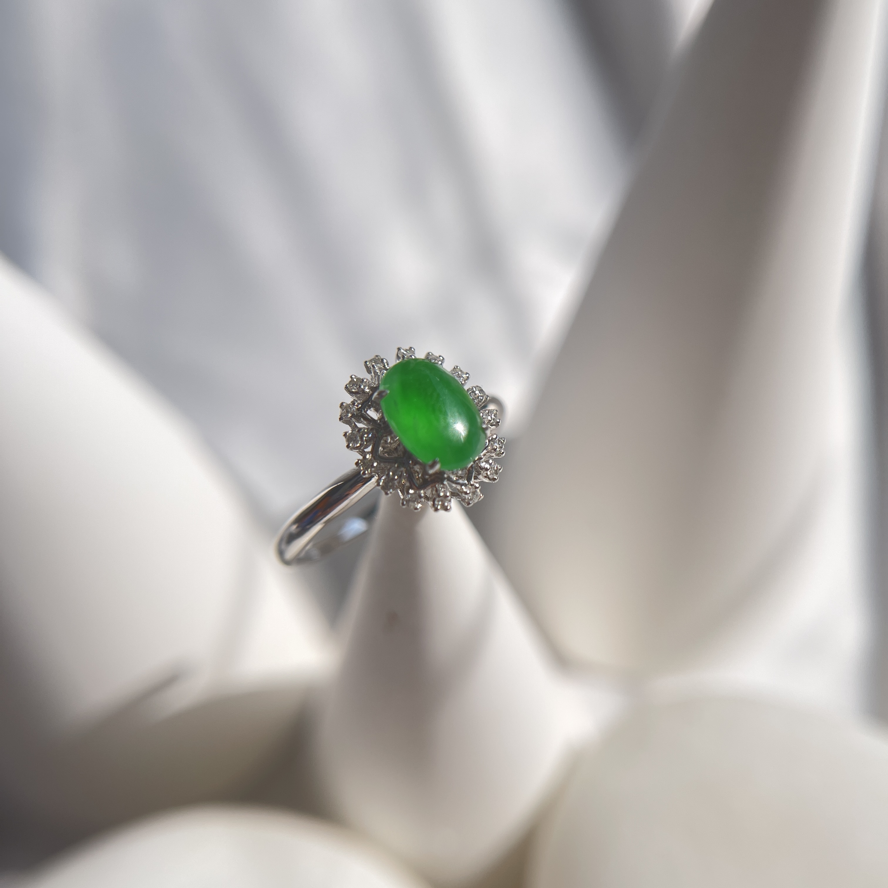 Vivid Green Jadeite Ring (PJA00276)