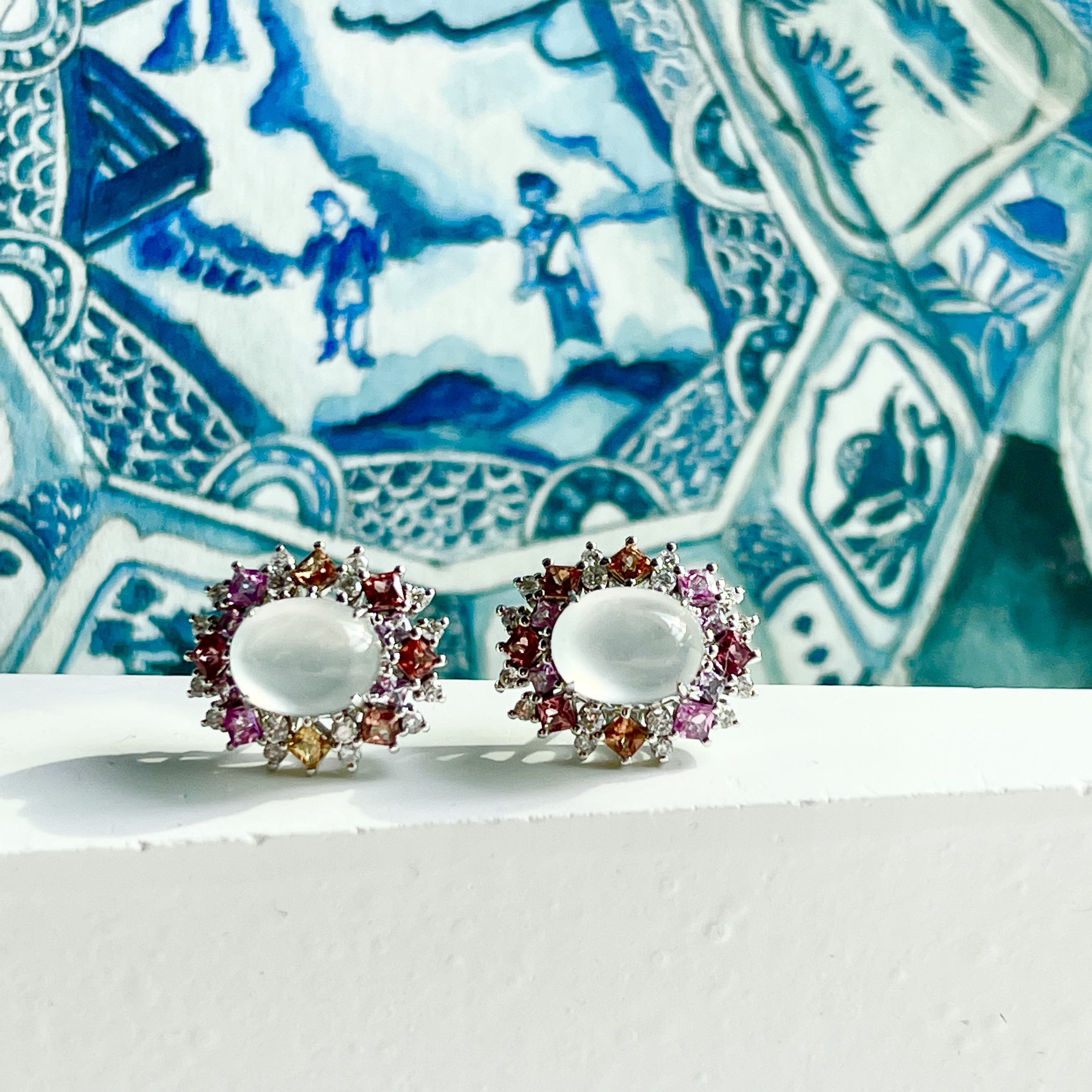 18K Icy Colorless Jade Ear Studs (PJA00563)