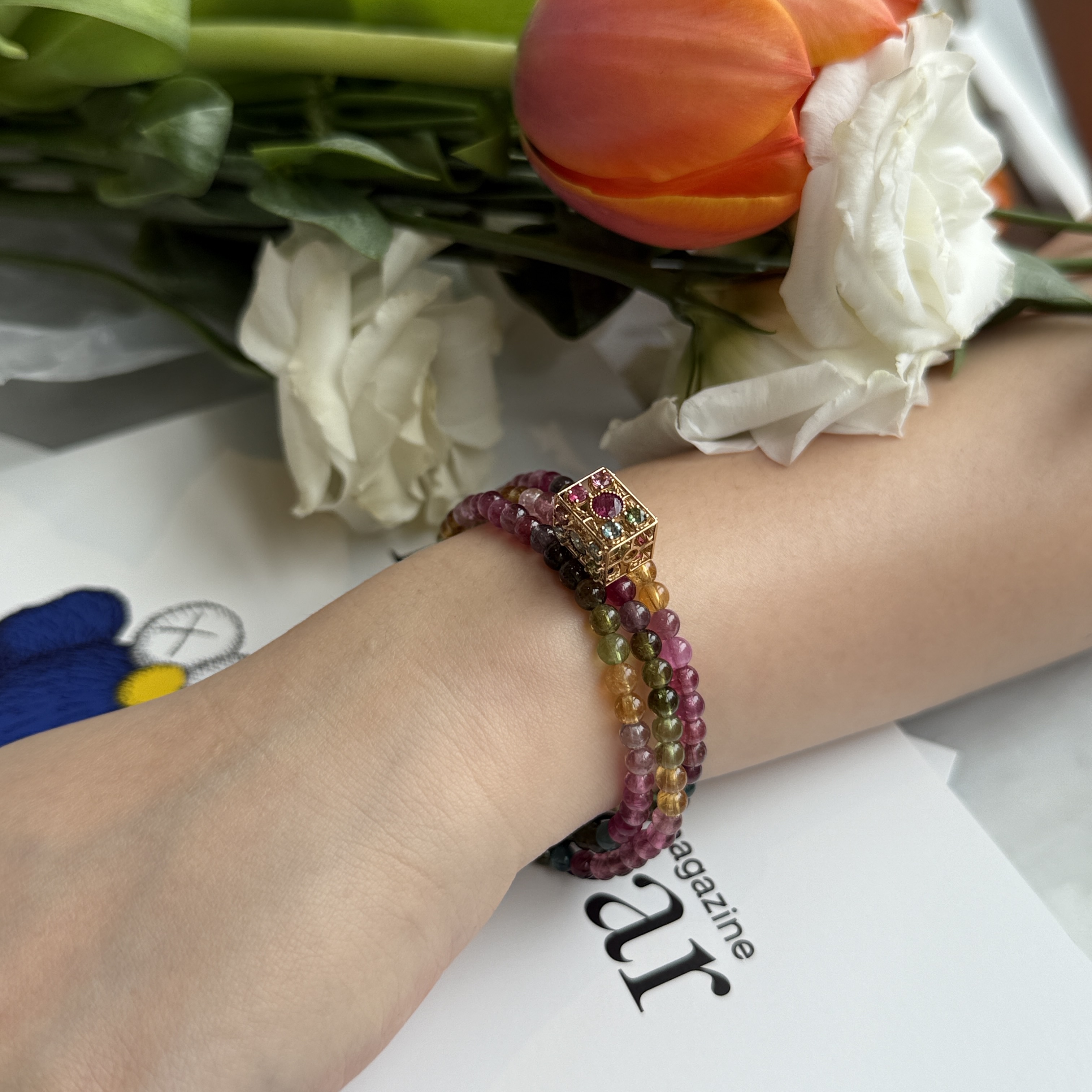 18K Yellow Gold Multicolour Tourmaline Pendant/Charm (POT00029)