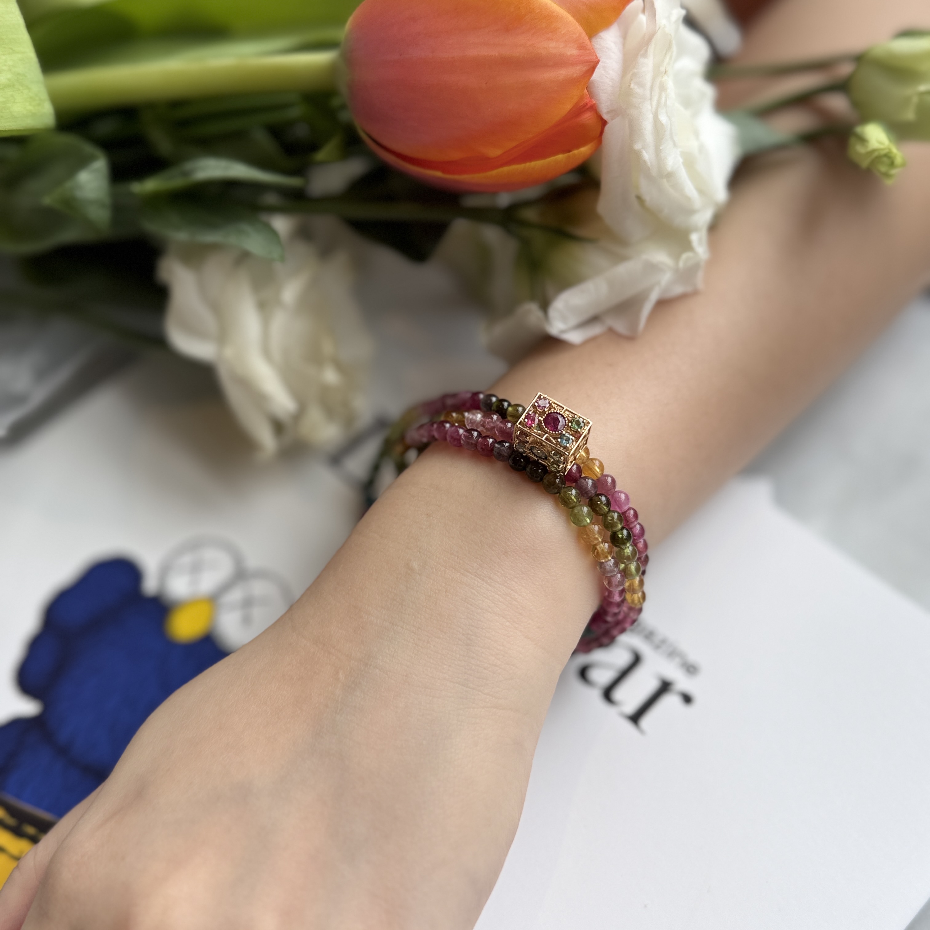 18K Yellow Gold Multicolour Tourmaline Pendant/Charm (POT00029)