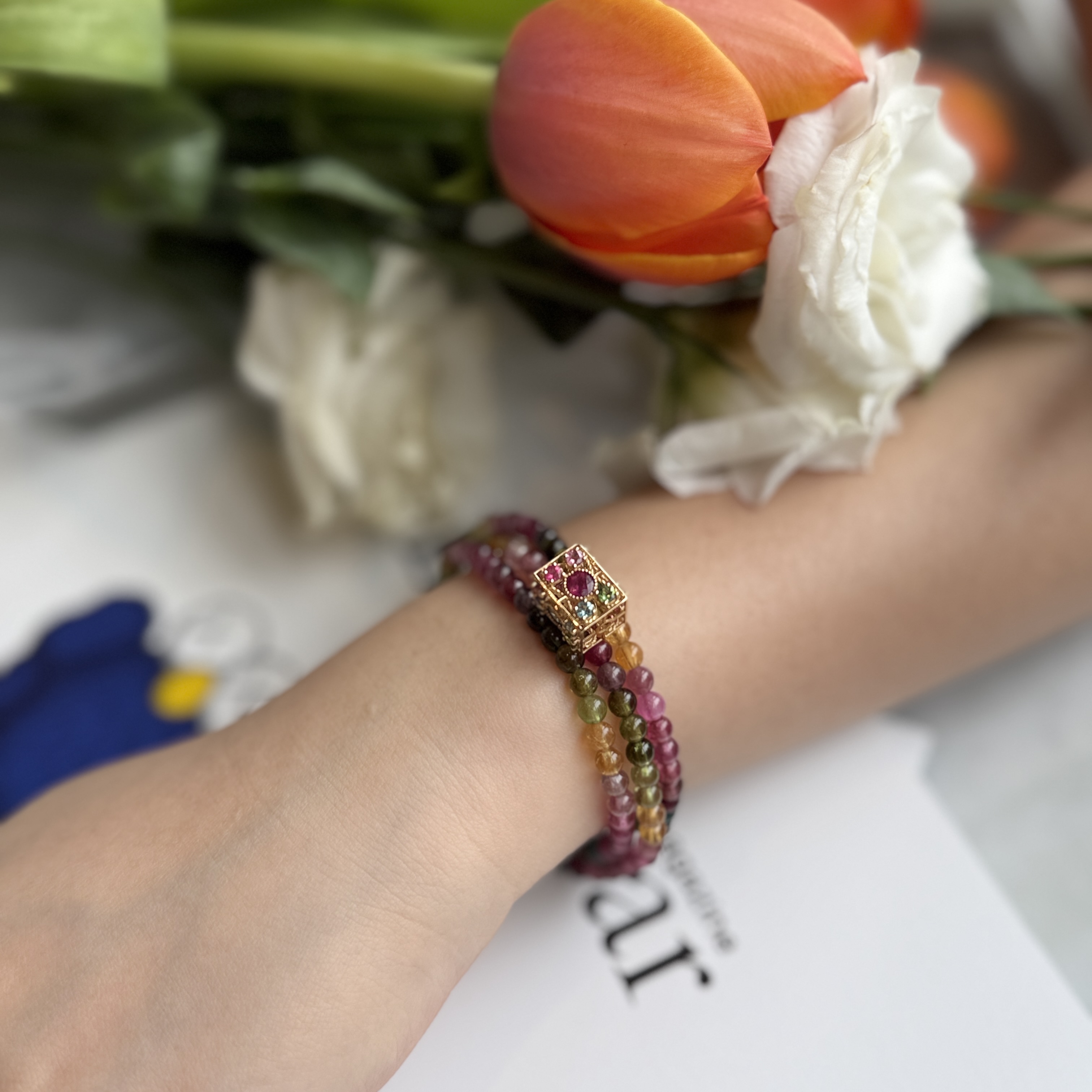 18K Yellow Gold Multicolour Tourmaline Pendant/Charm (POT00029)