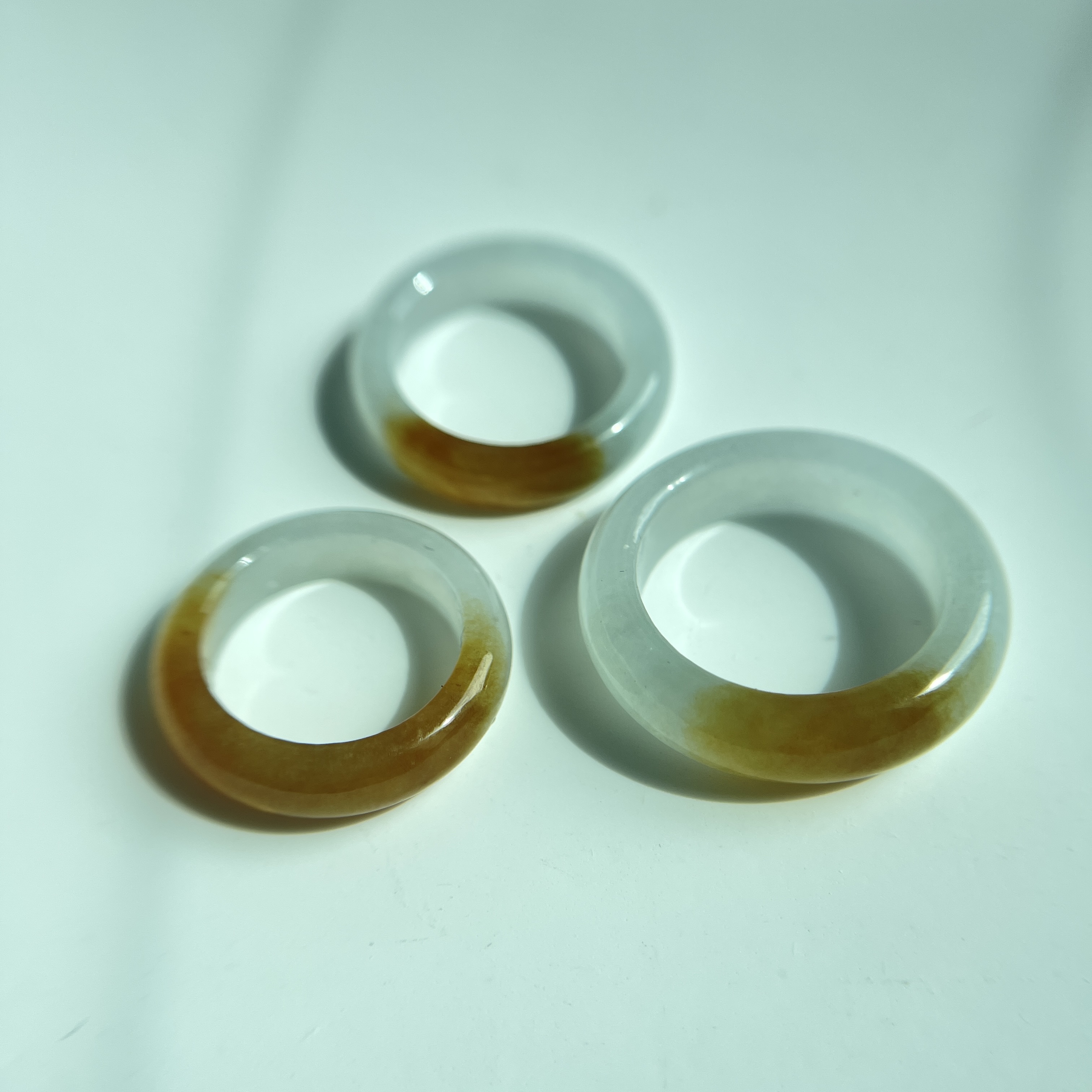 Yellow and Off White Hololith Rings (PJA00332)  