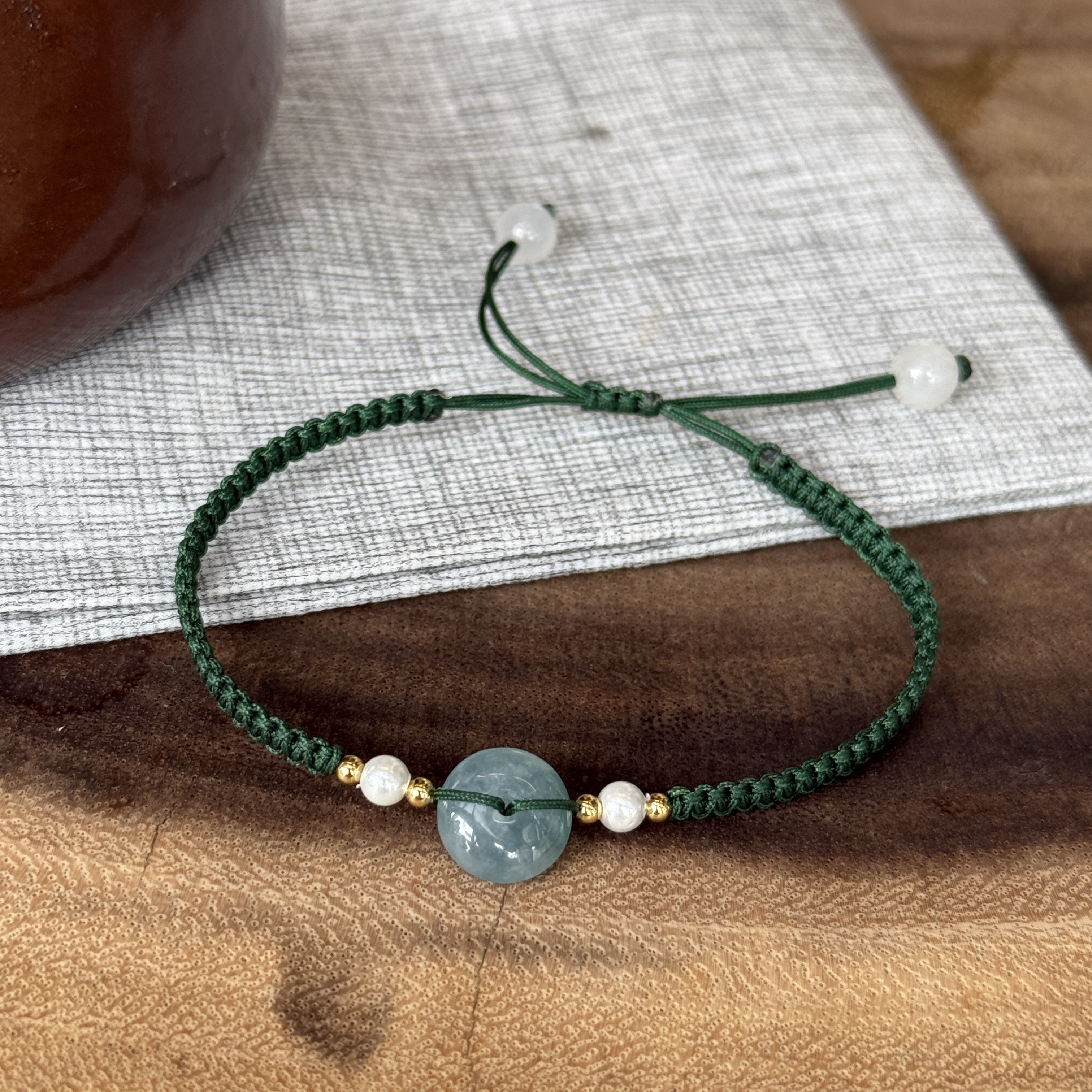 Blue Water Safety Coin Jade Bracelet (PJA00715A)