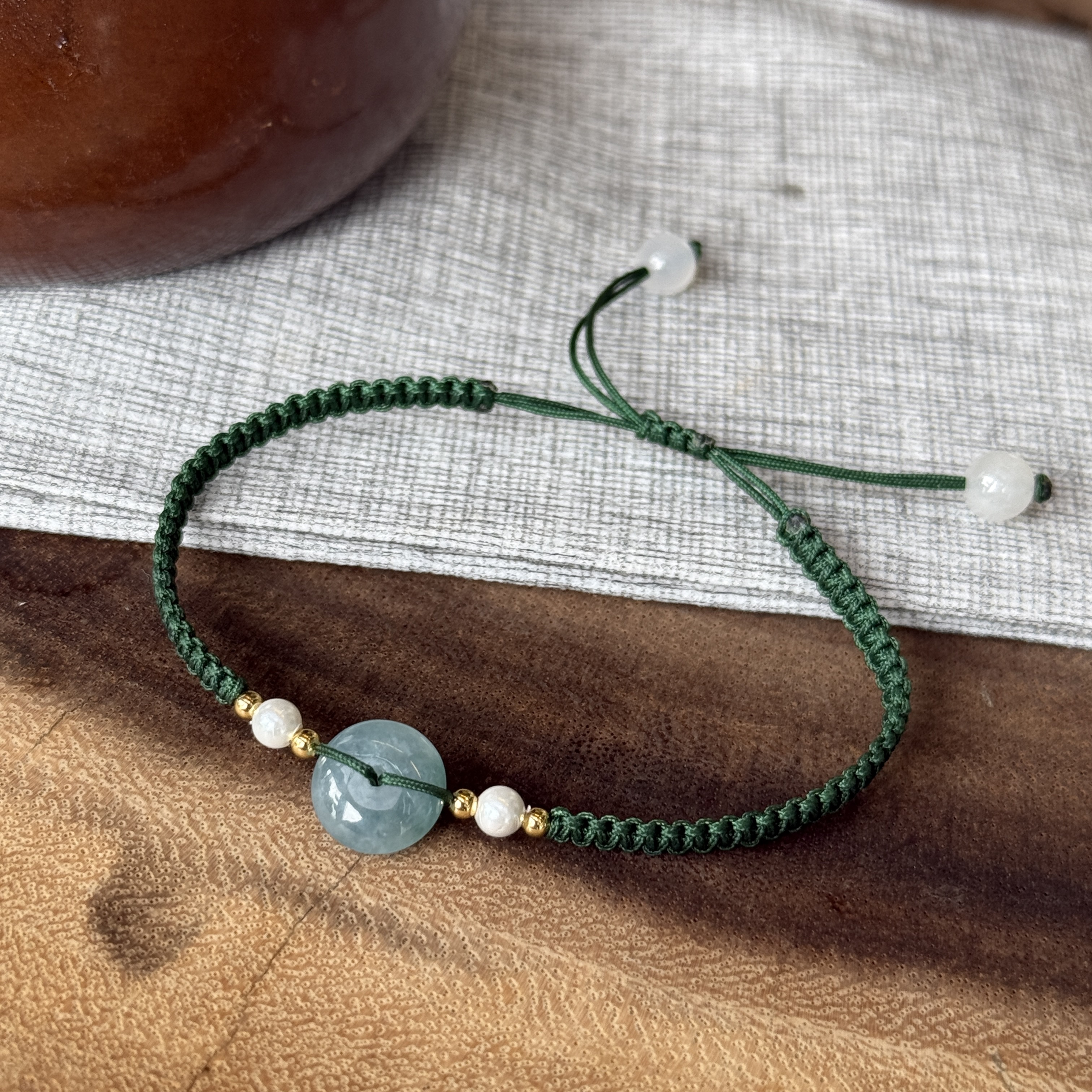 Blue Water Safety Coin Jade Bracelet (PJA00715A)