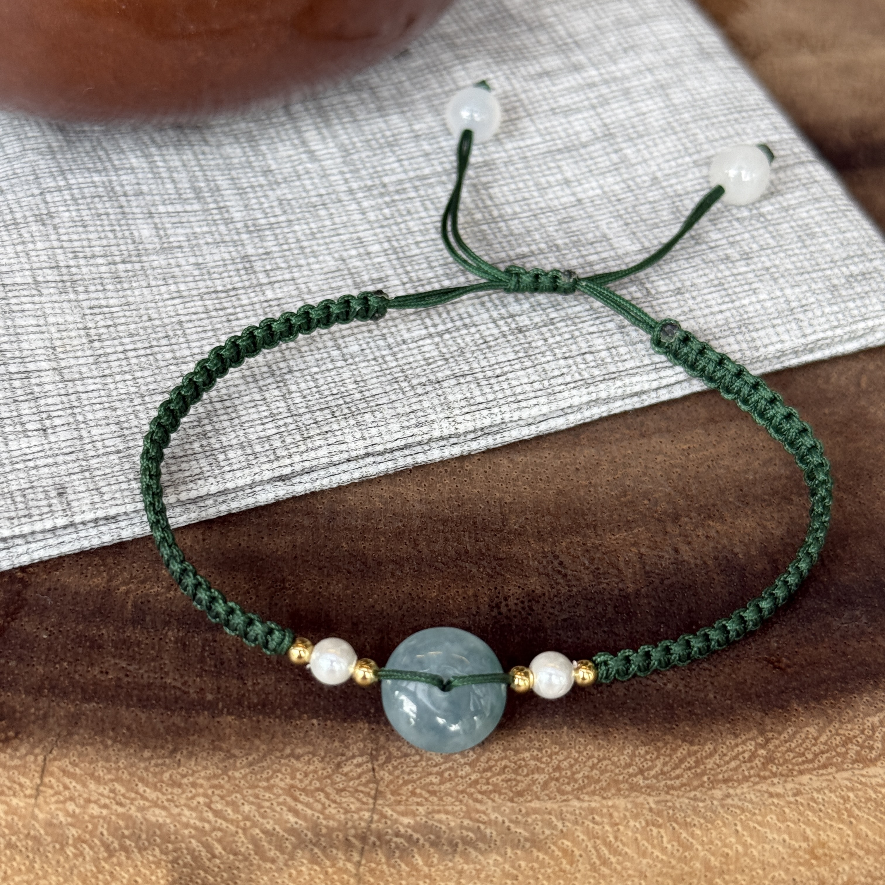 Blue Water Safety Coin Jade Bracelet (PJA00715A)