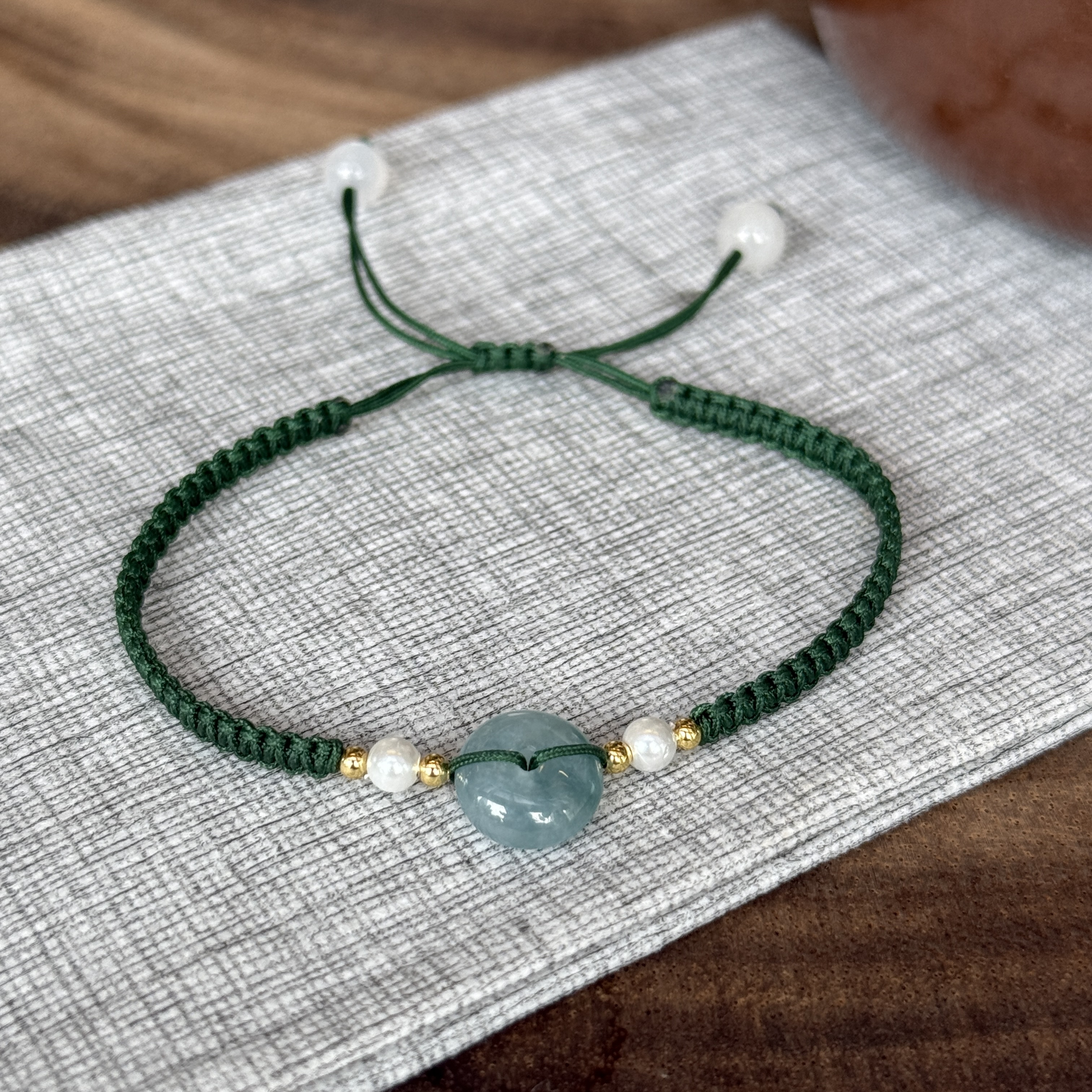 Blue Water Safety Coin Jade Bracelet (PJA00715A)