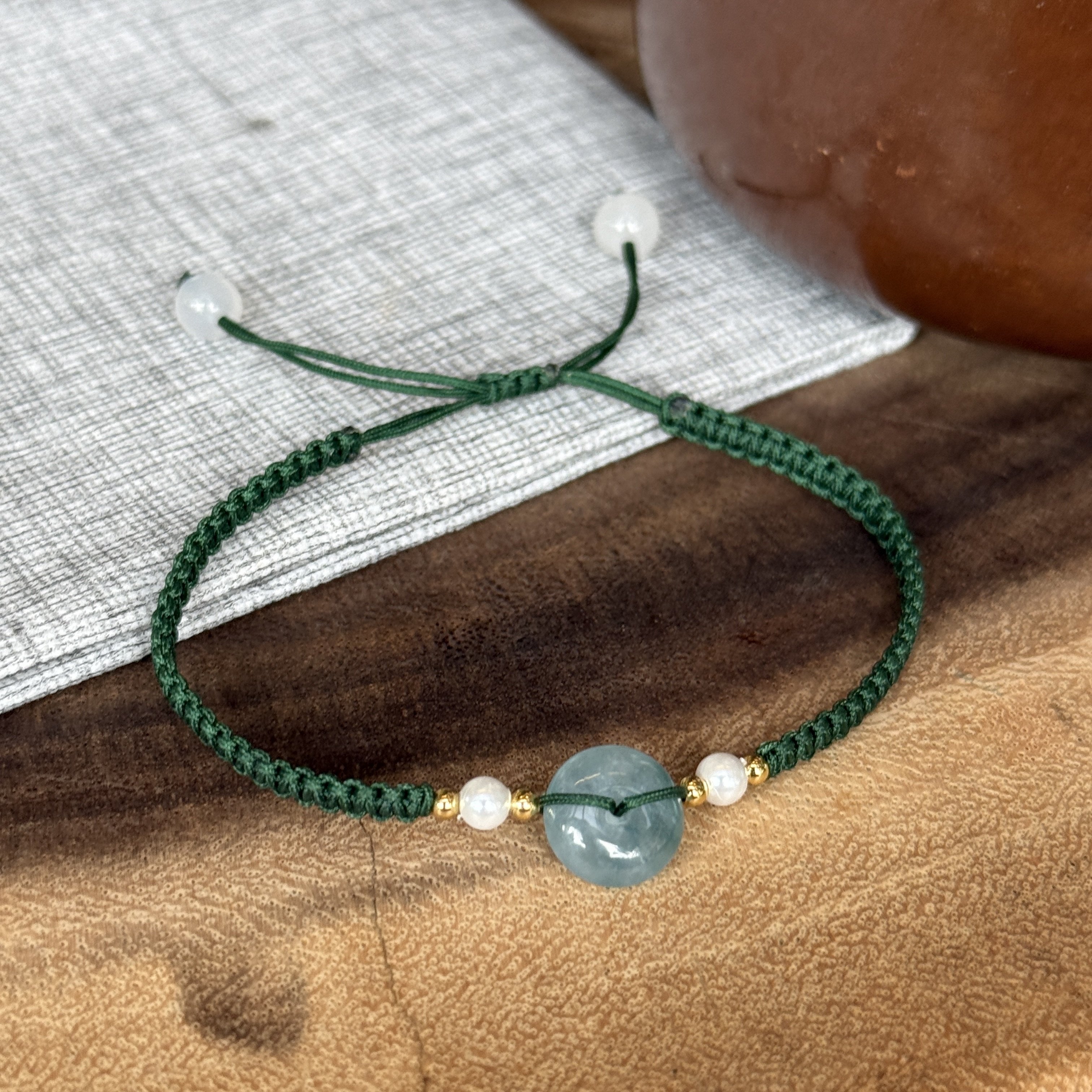 Blue Water Safety Coin Jade Bracelet (PJA00715A)