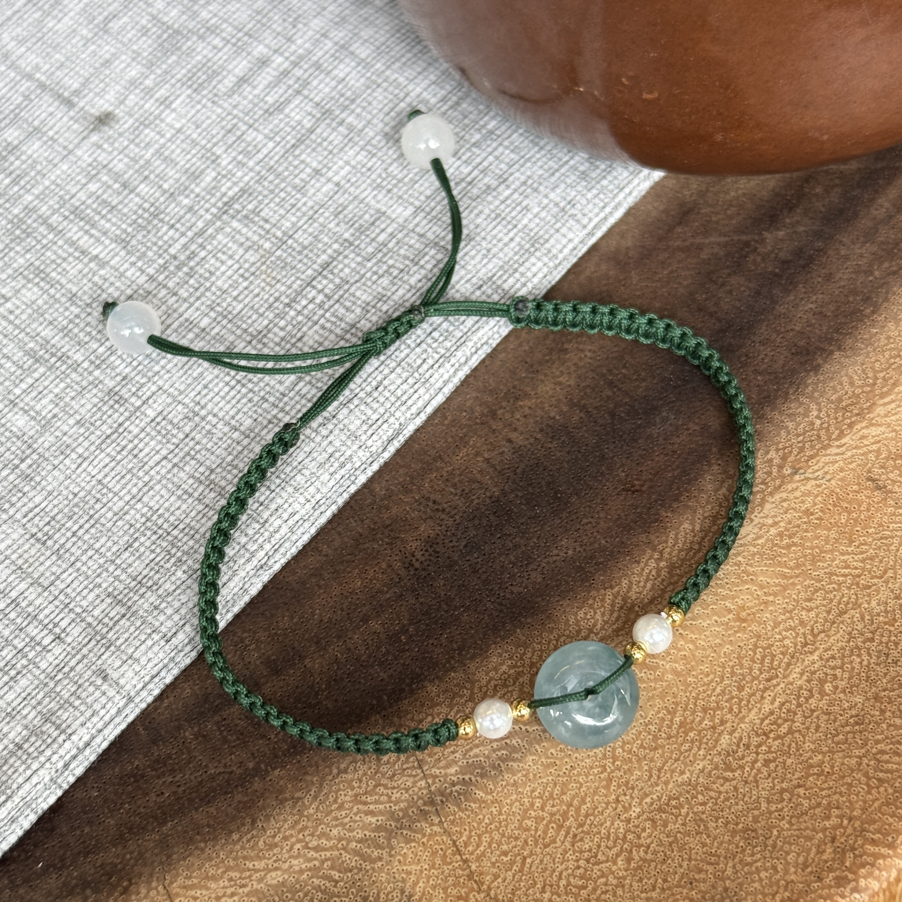 Blue Water Safety Coin Jade Bracelet (PJA00715A)