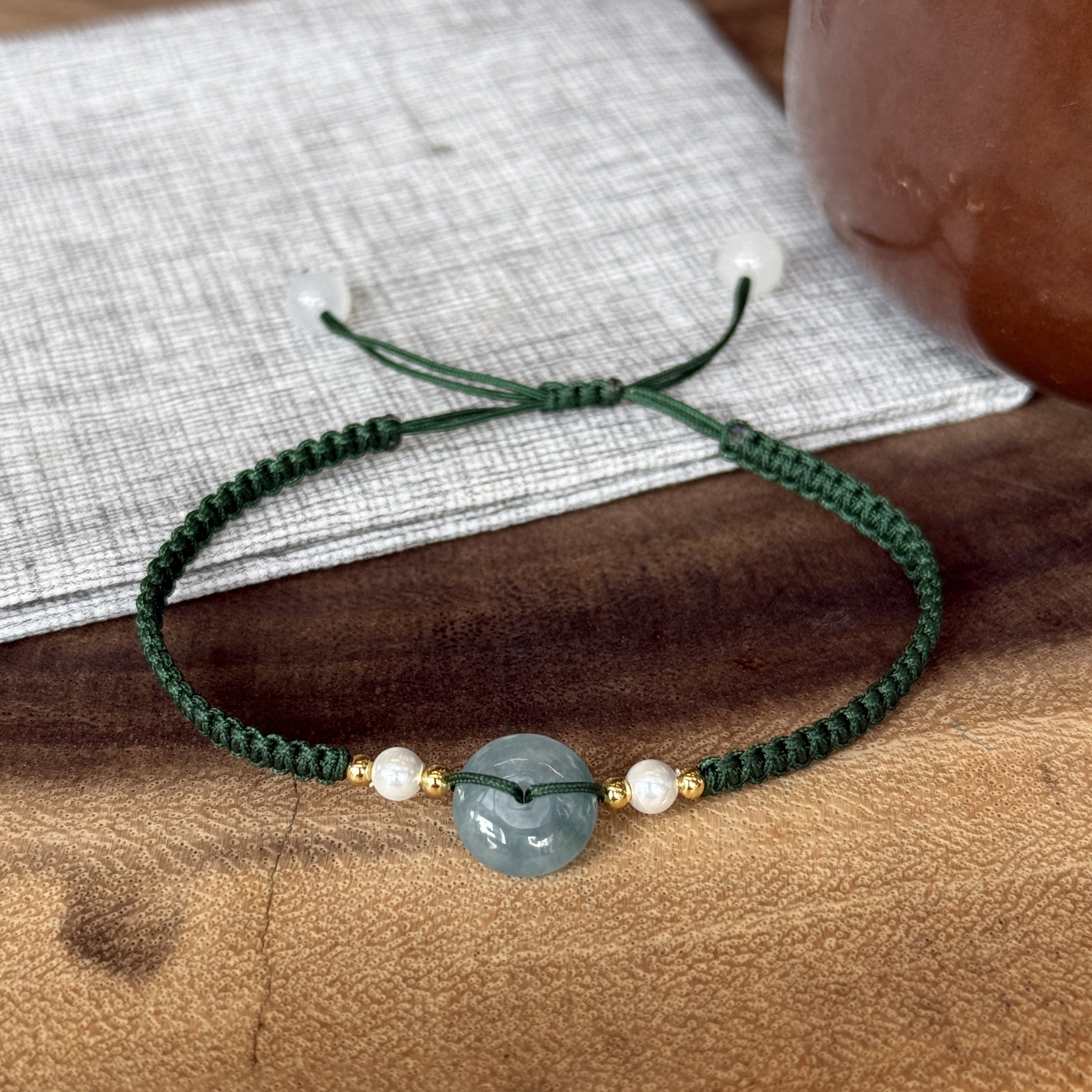 Blue Water Safety Coin Jade Bracelet (PJA00715A)