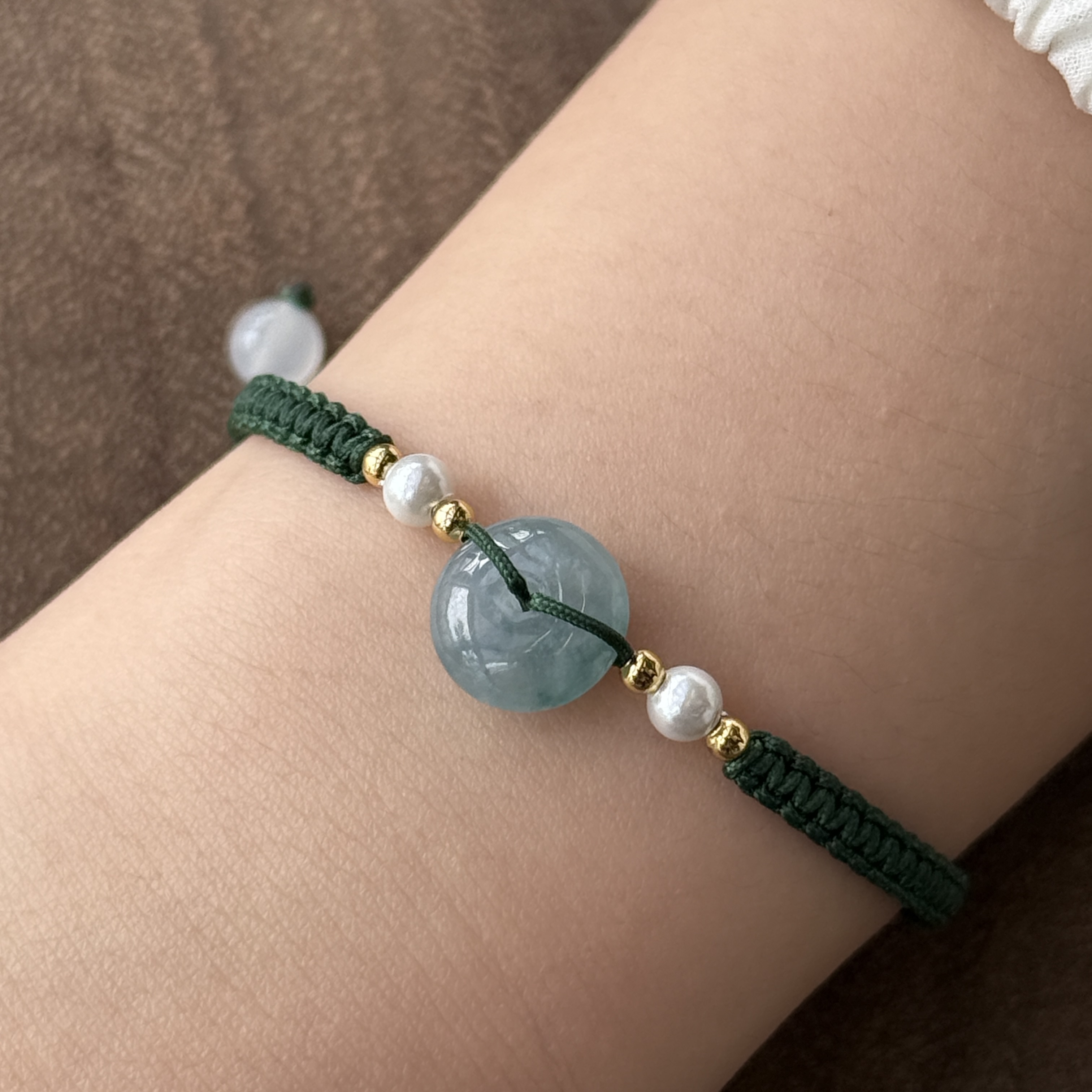 Blue Water Safety Coin Jade Bracelet (PJA00715A)