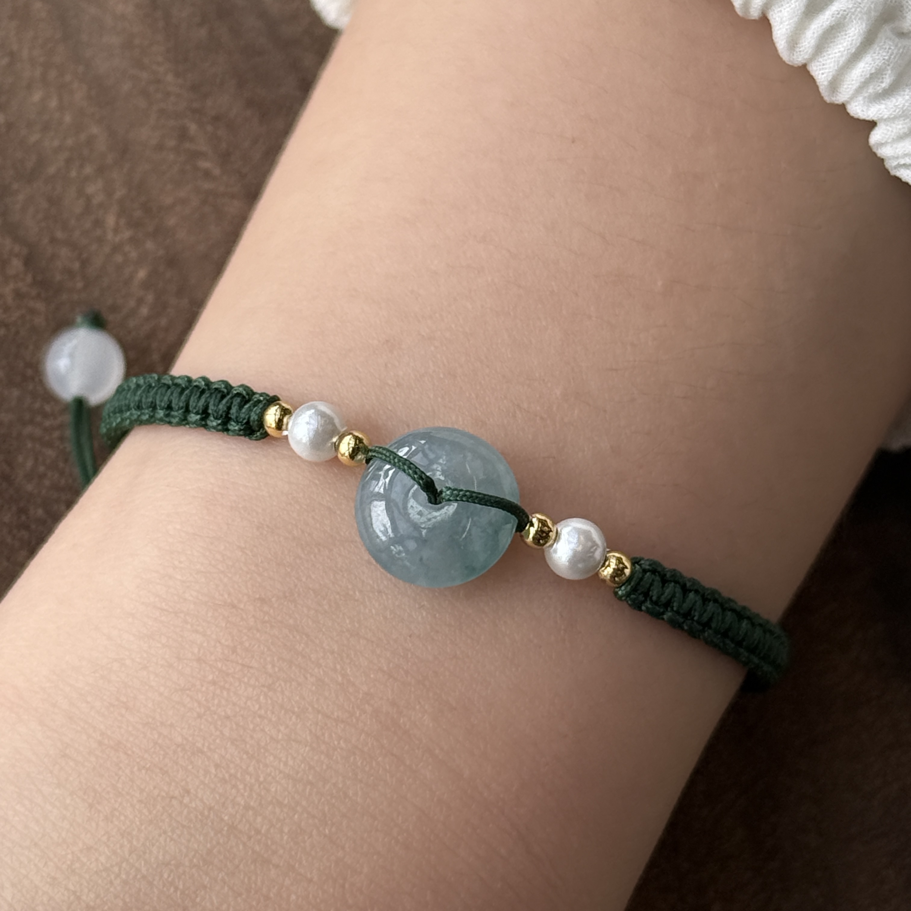 Blue Water Safety Coin Jade Bracelet (PJA00715A)
