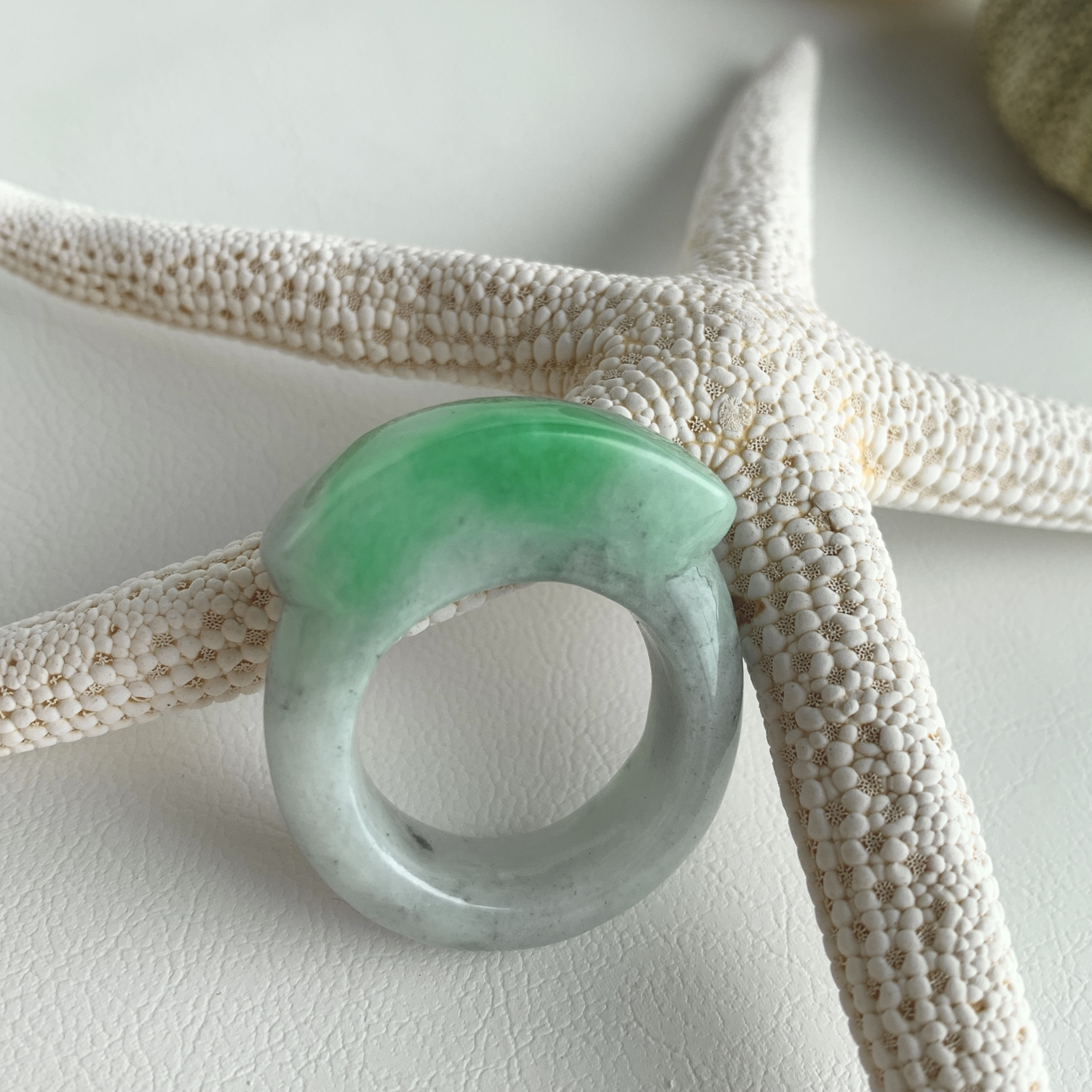 Green Jade Hololith Ring (PJA00612)