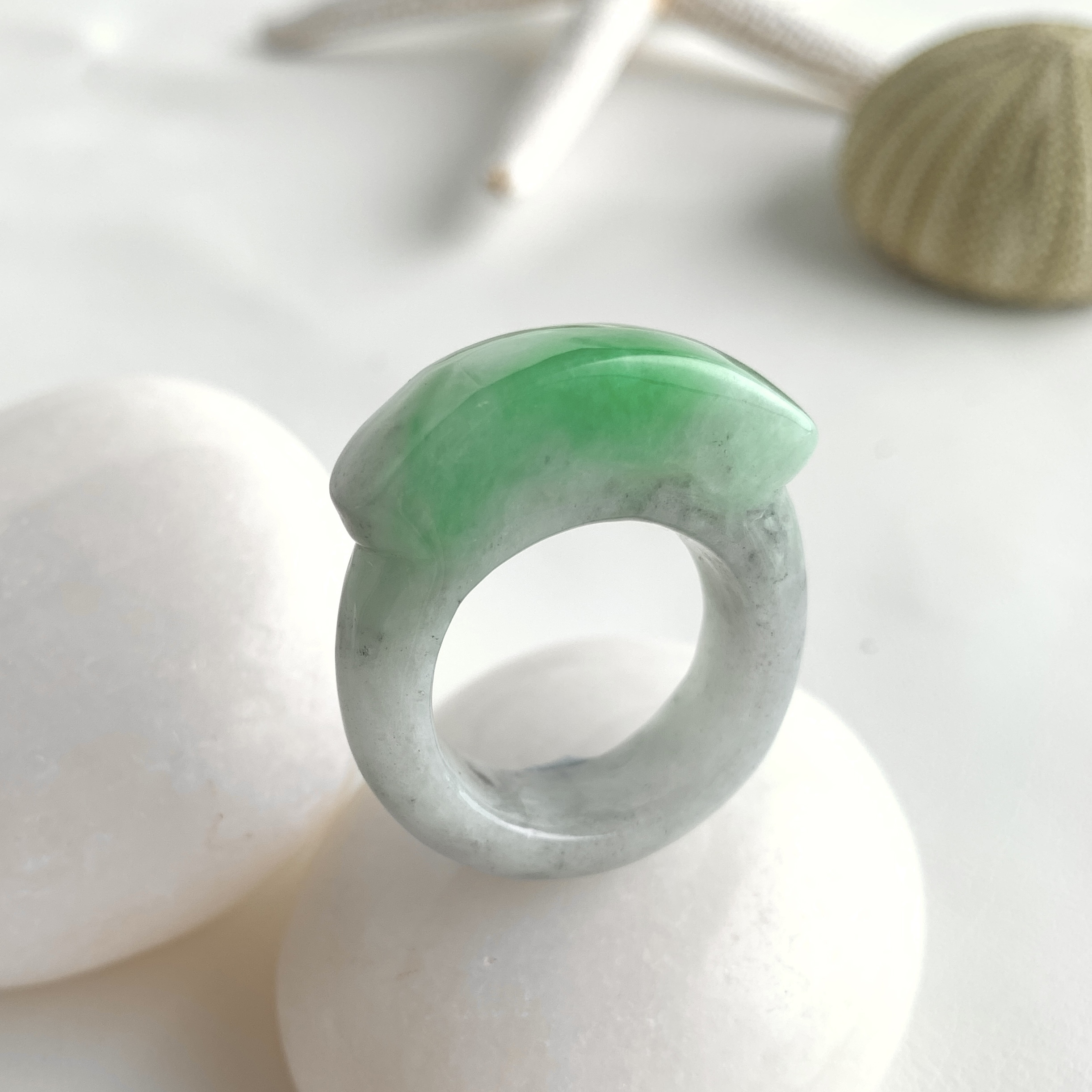 Green Jade Hololith Ring (PJA00612)