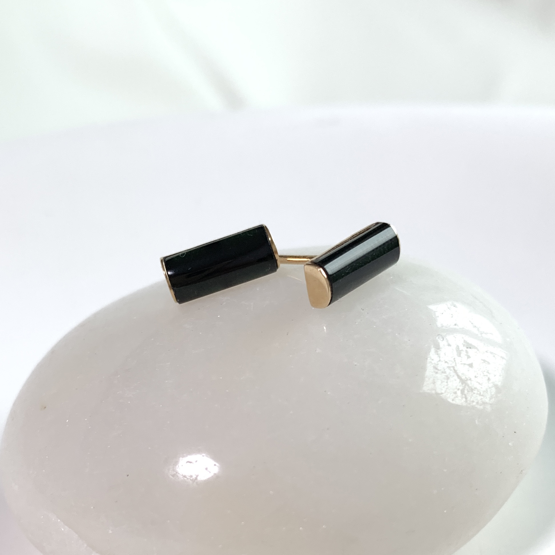 18K Rose Gold Omphacite Ear Studs (PJA00594)