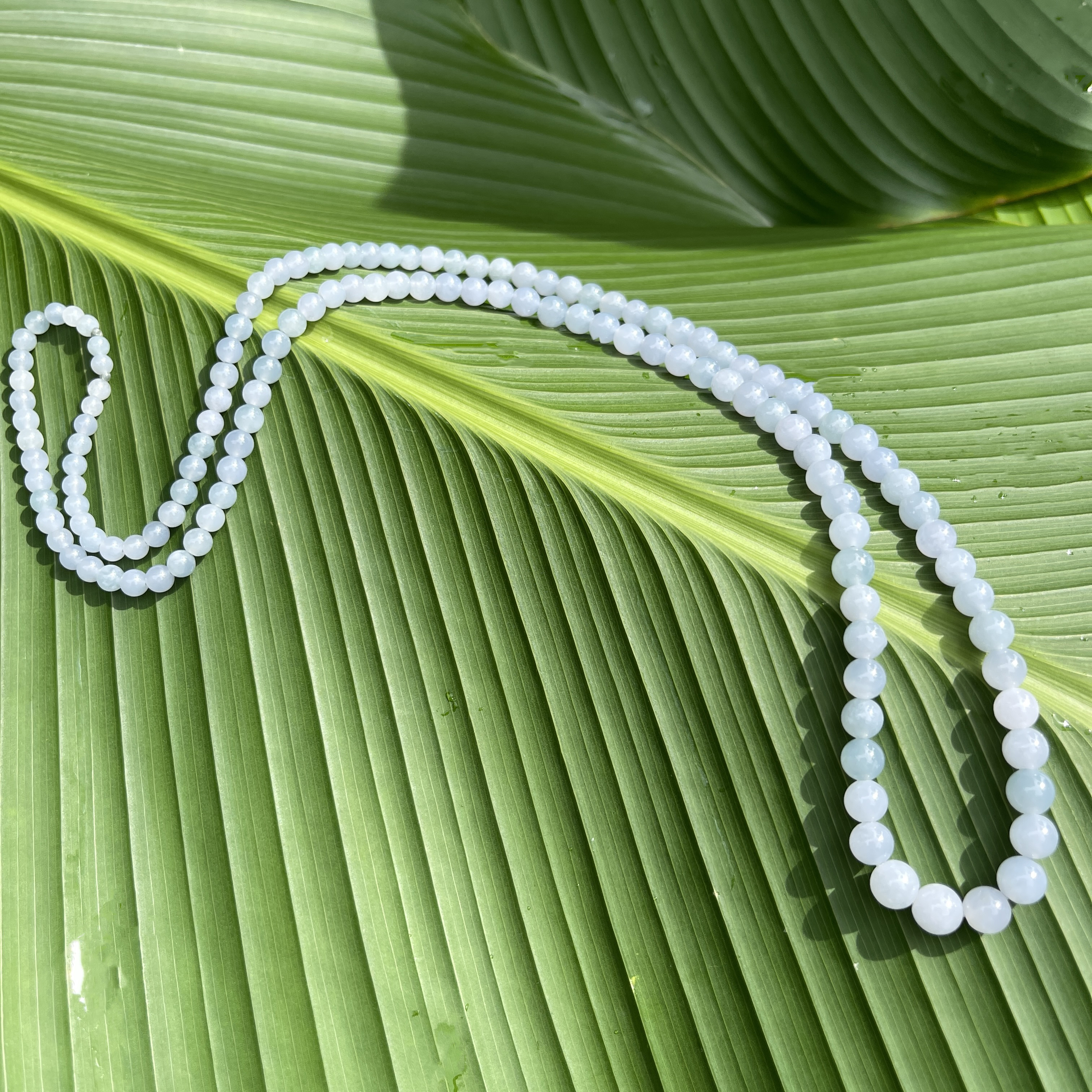 Lavender Jade Beads Necklace (PJA00165)