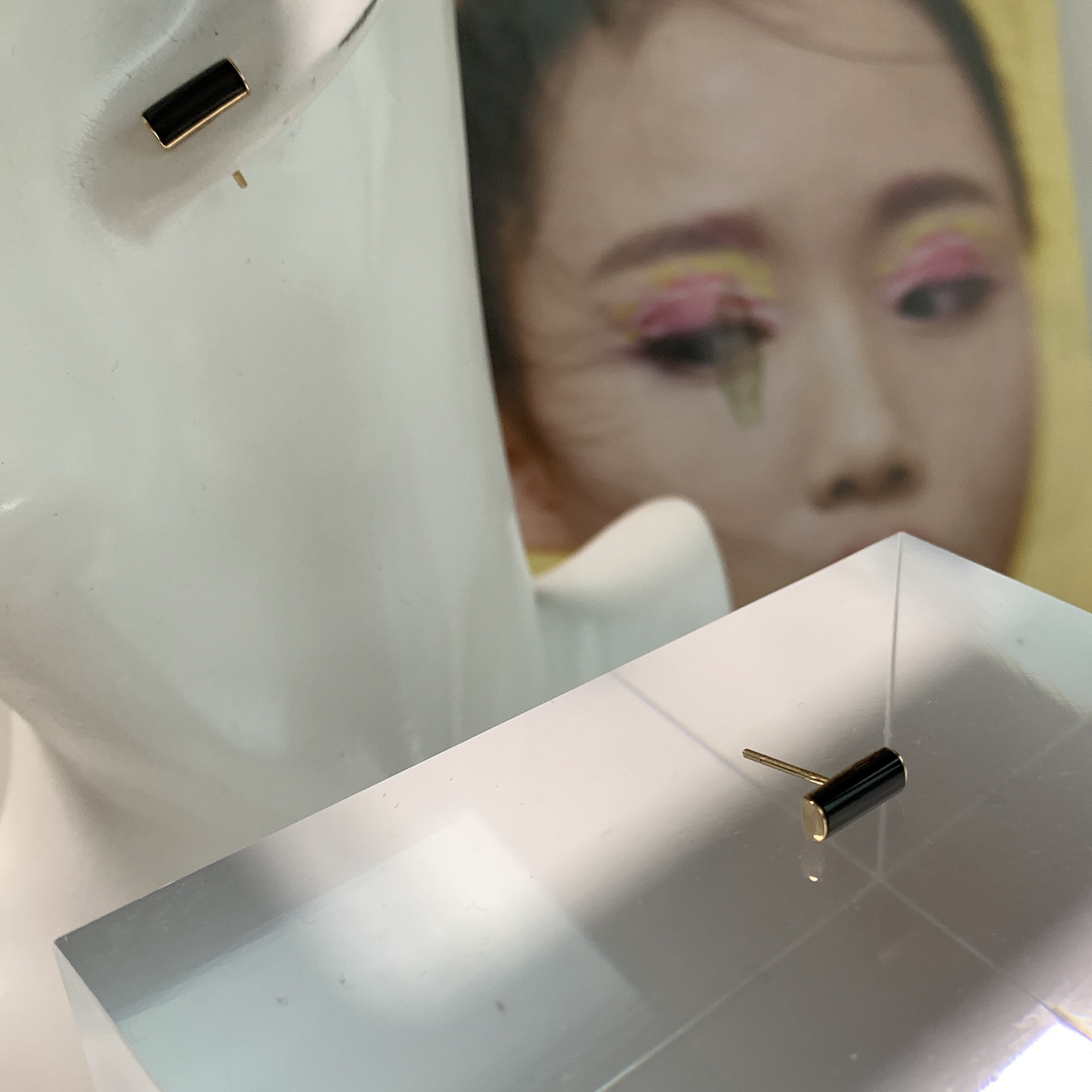 18K Rose Gold Omphacite Ear Studs (PJA00594)