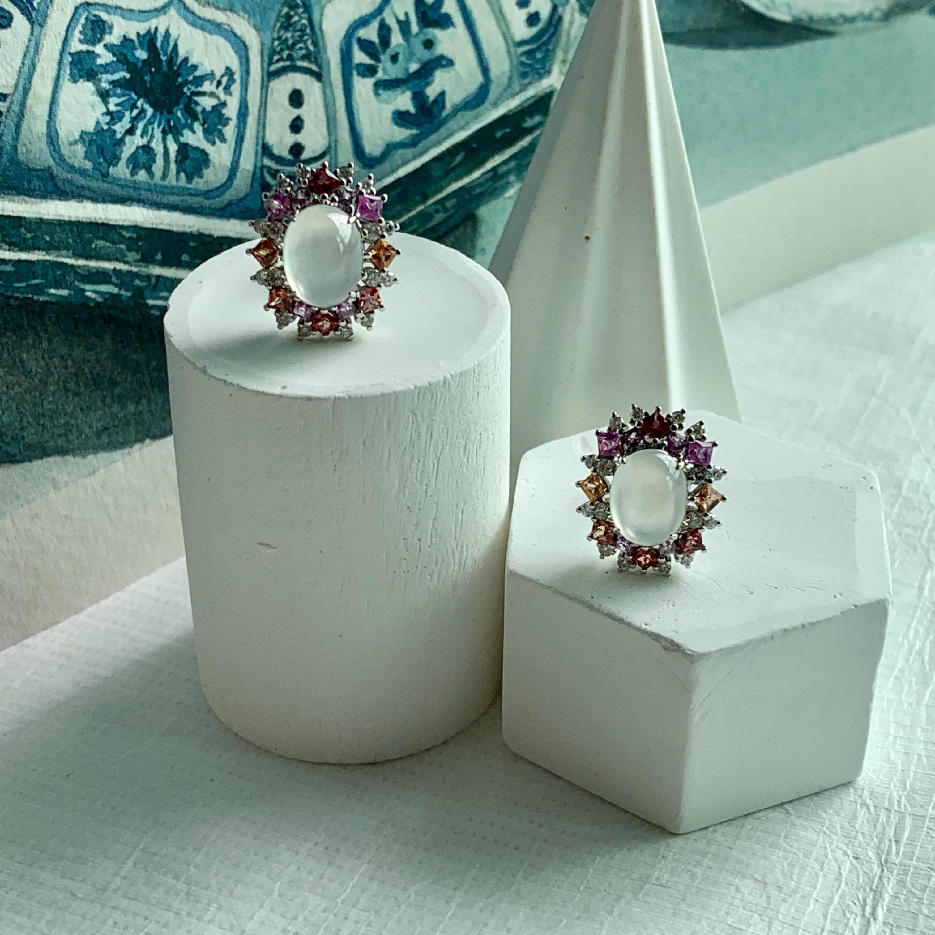 18K Icy Colorless Jade Ear Studs (PJA00563)
