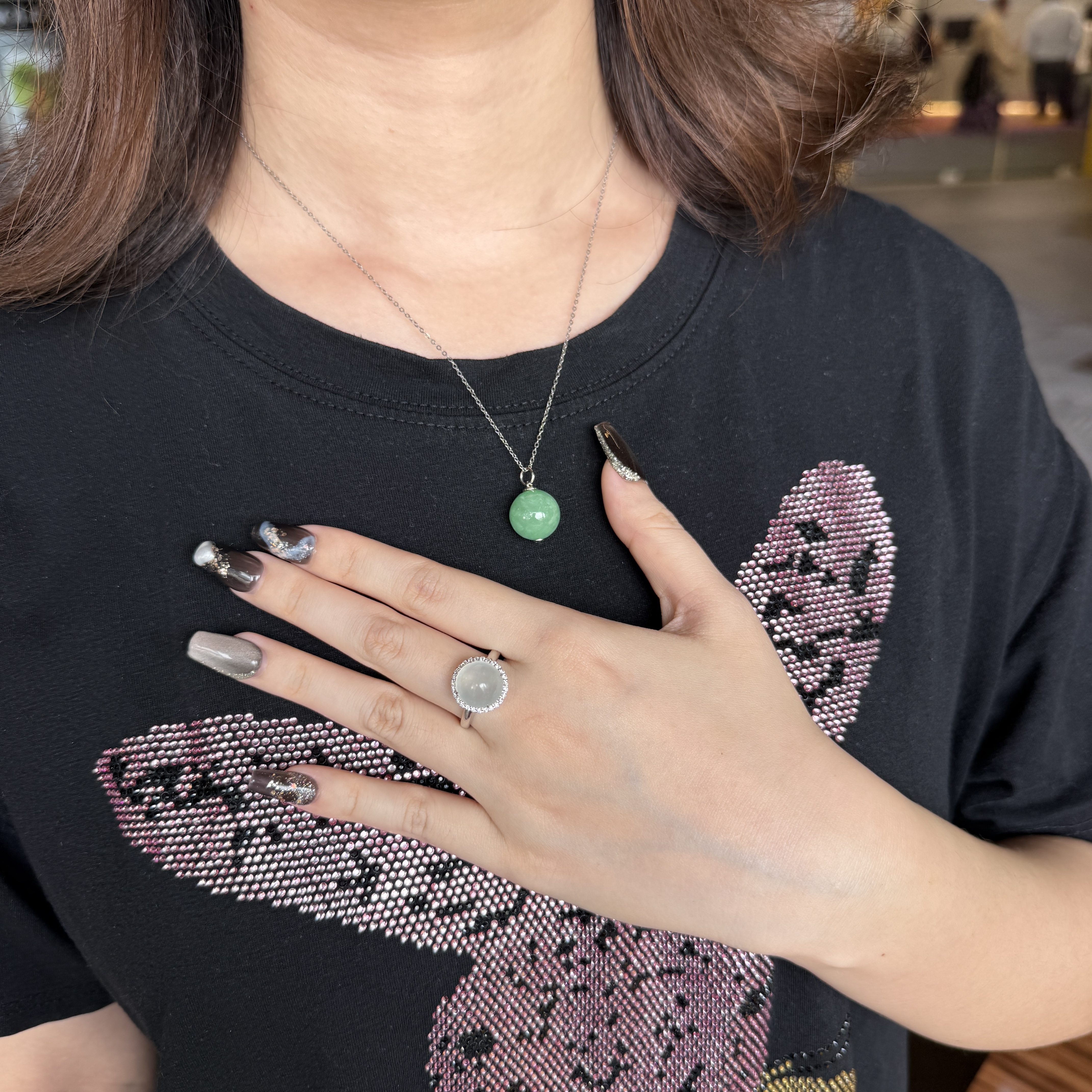 Green Jade Bead Pendant (PJA00818)